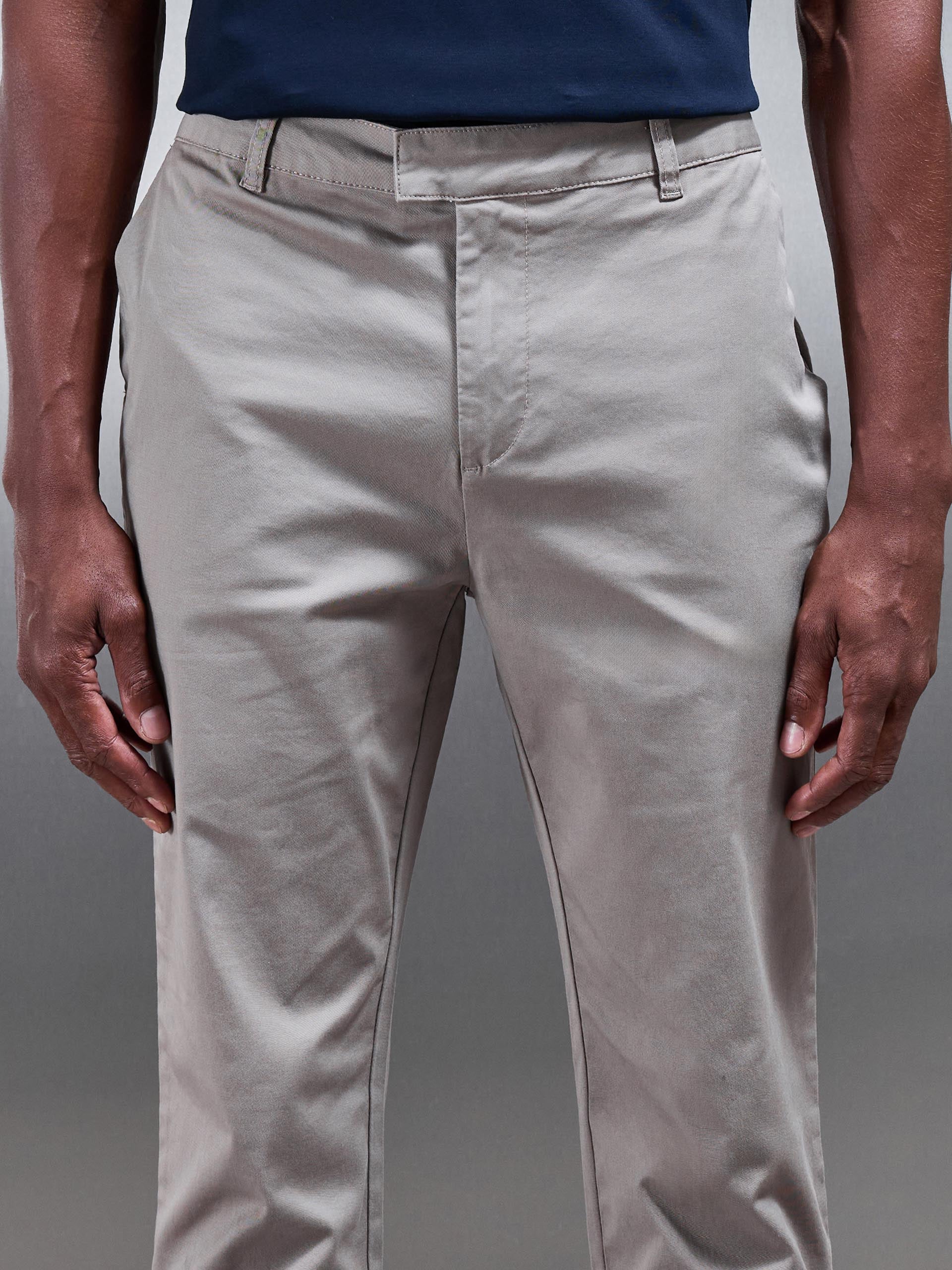 Slim Fit Tailored Chino Trouser in Taupe - Image 6