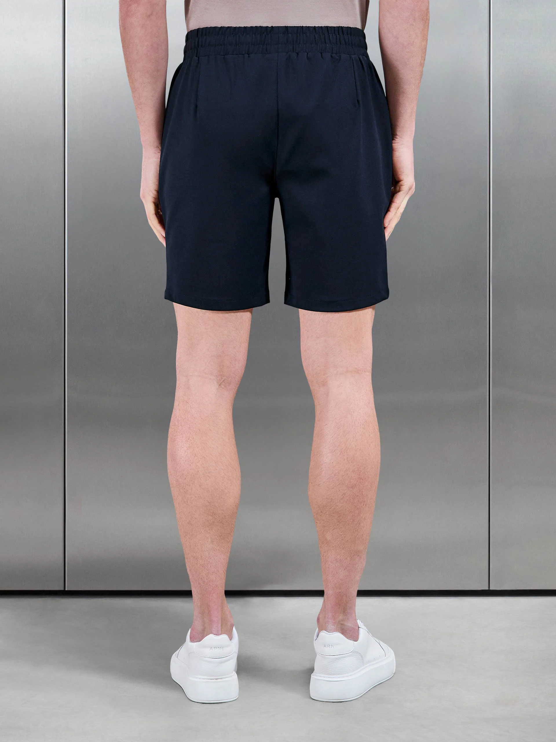 Smart Drawstring Tailored Short in Navy - Image 3