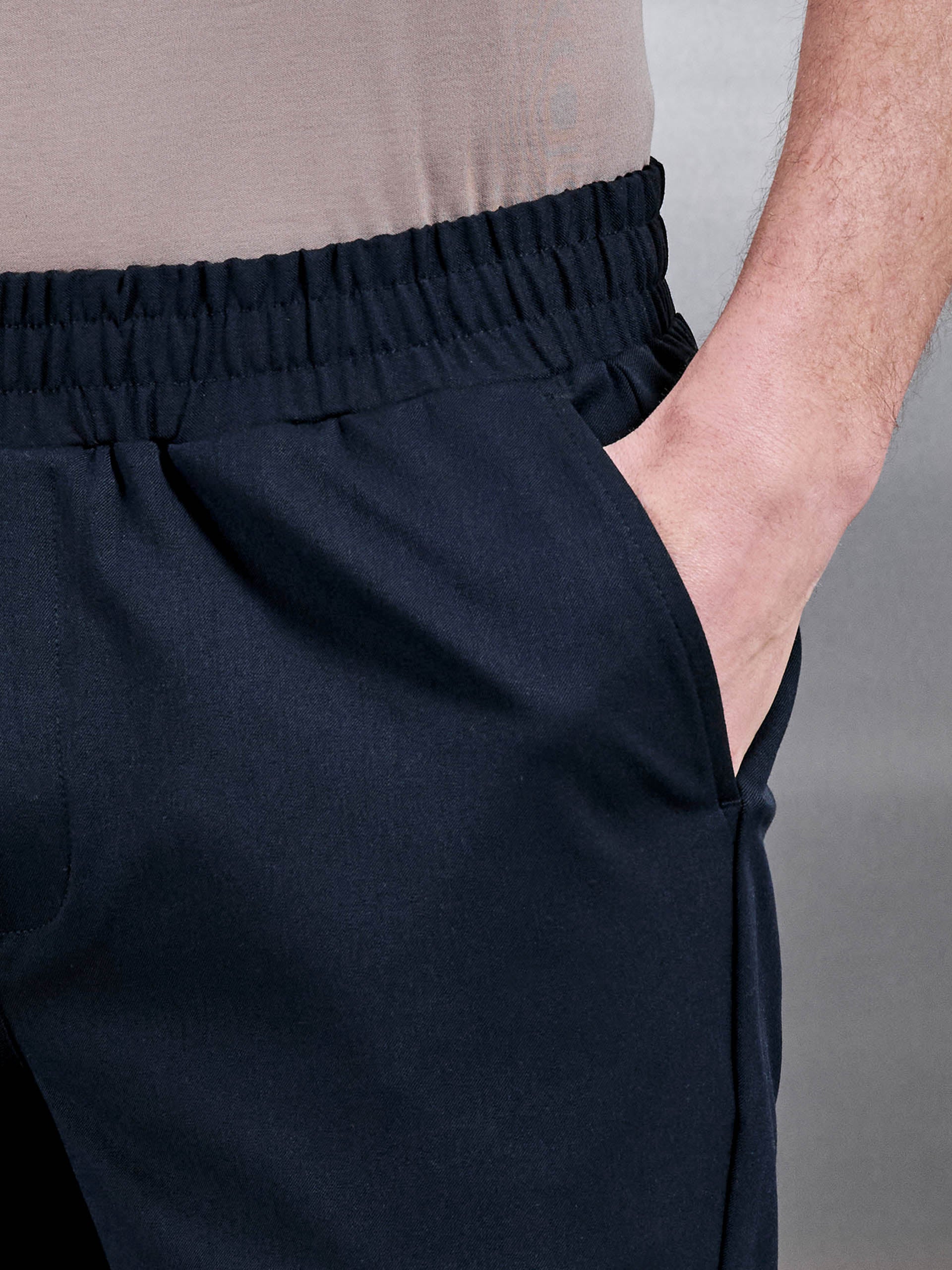 Smart Drawstring Tailored Short in Navy - Image 5