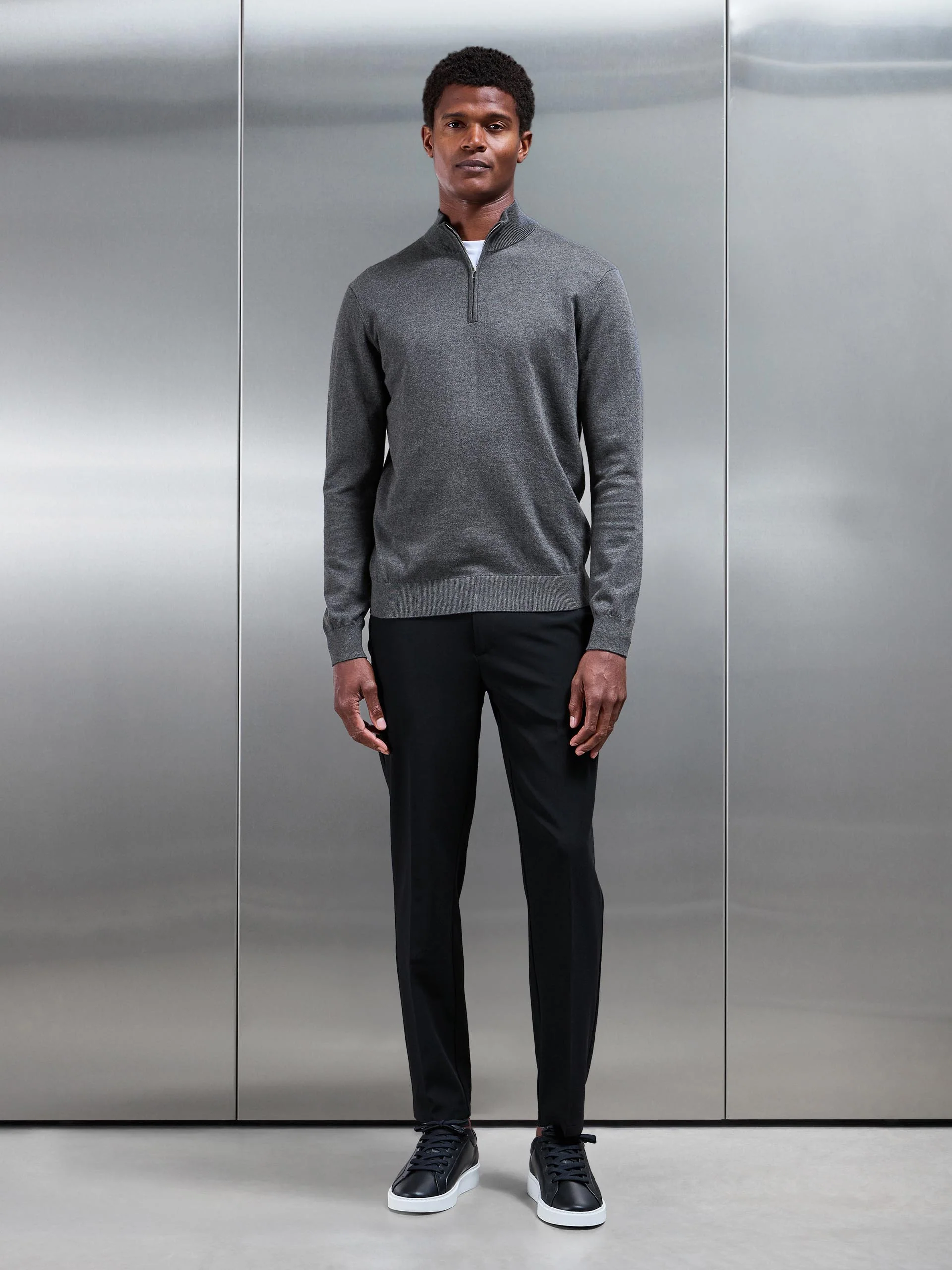 Smart Tailored Drawstring Stretch Trouser in Black - Image 3