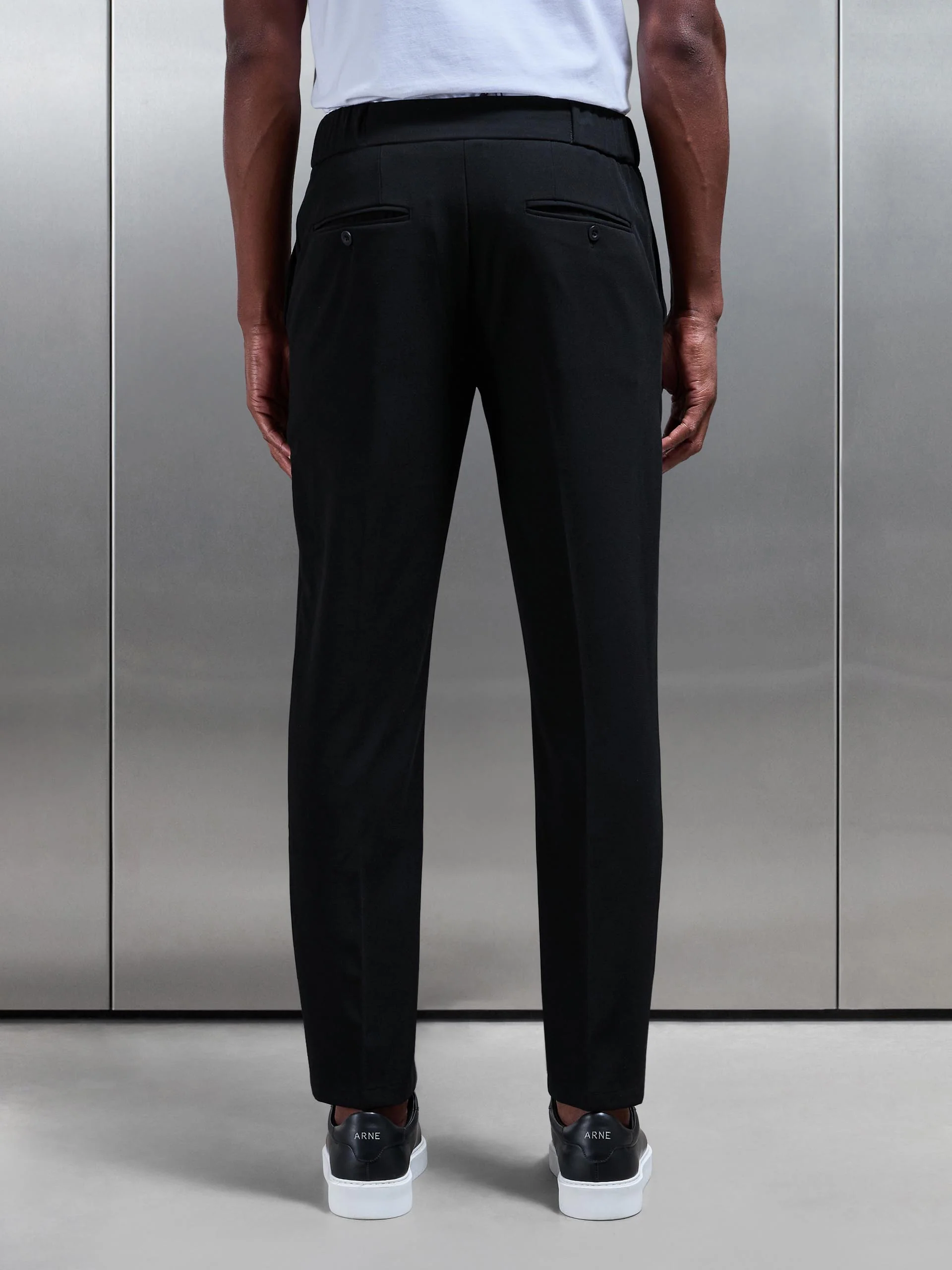 Smart Tailored Drawstring Stretch Trouser in Black - Image 4