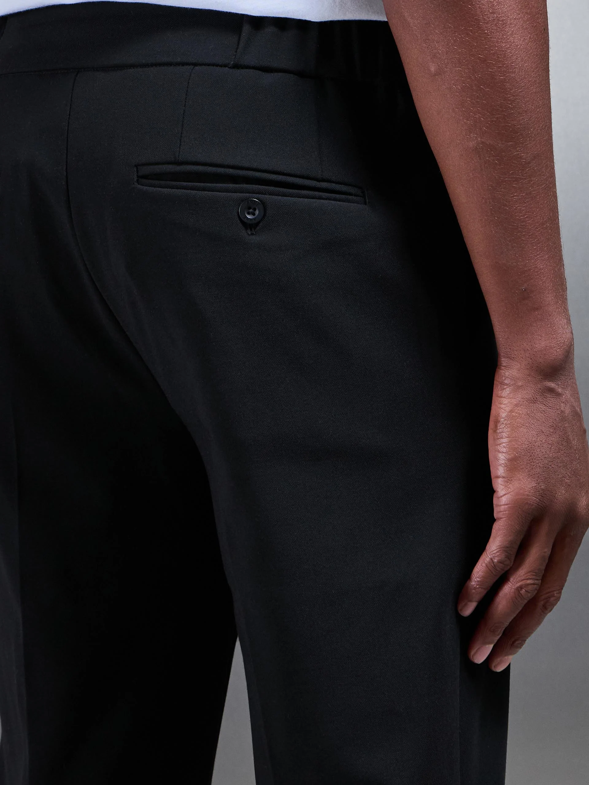 Smart Tailored Drawstring Stretch Trouser in Black - Image 5