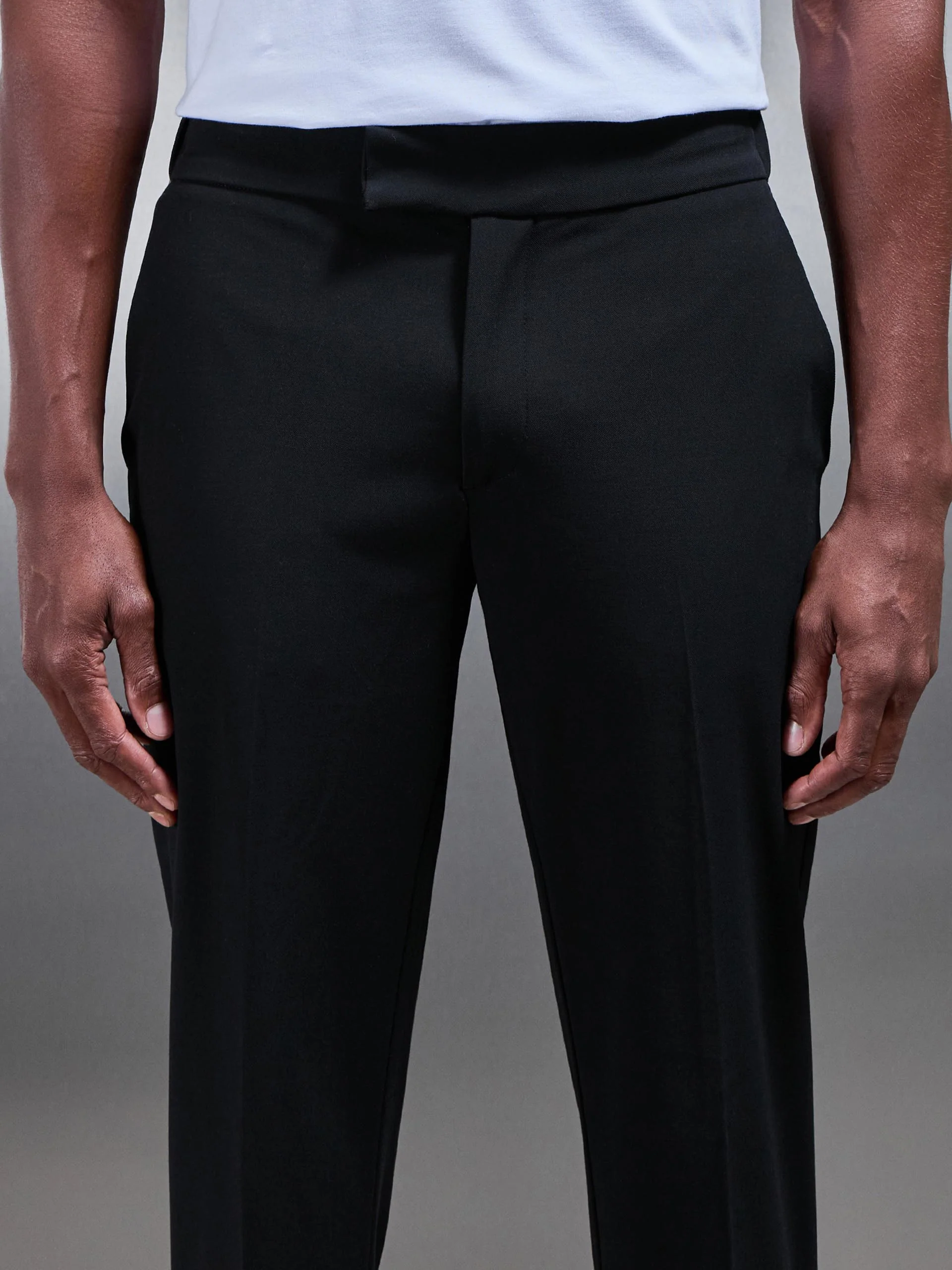 Smart Tailored Drawstring Stretch Trouser in Black - Image 6