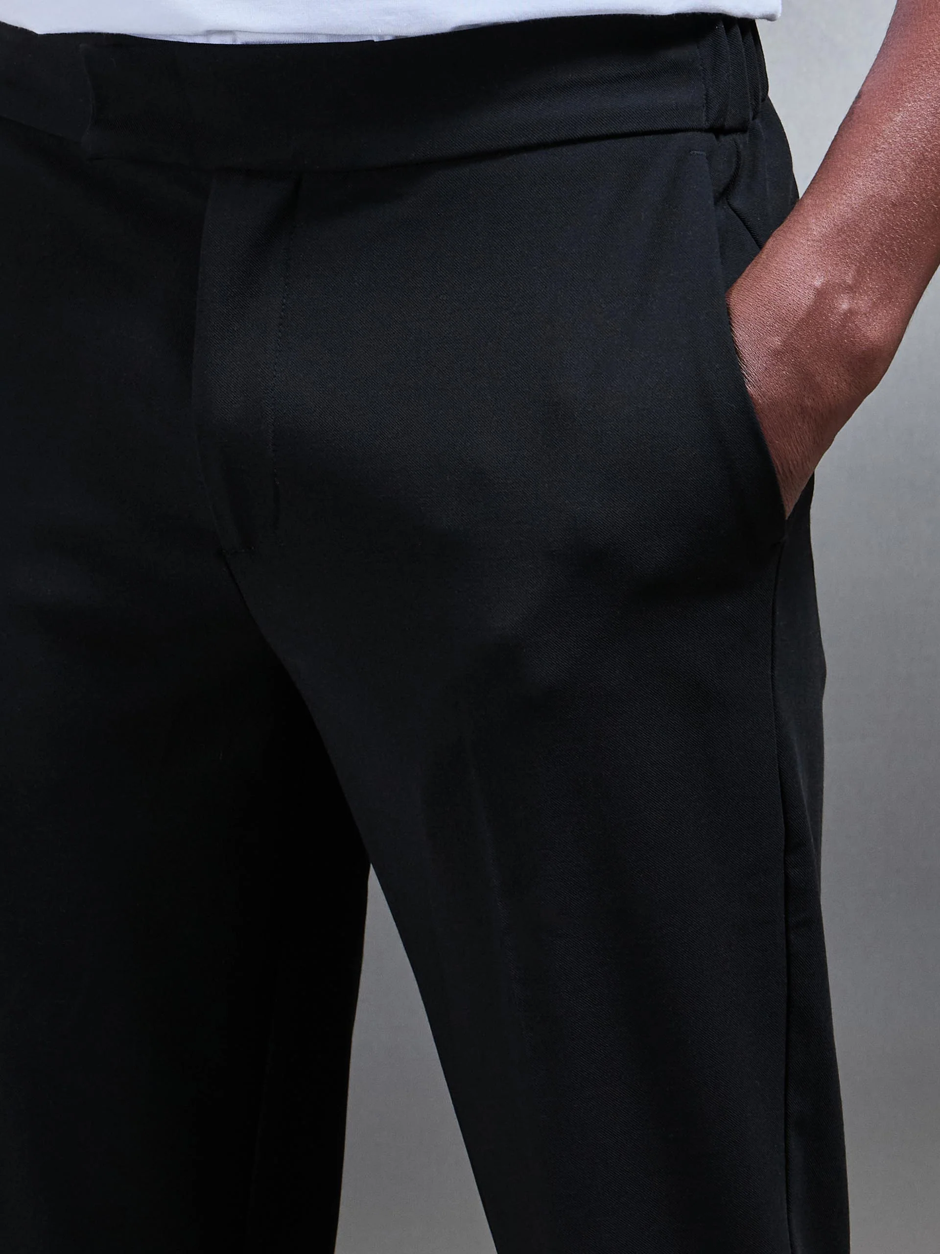 Smart Tailored Drawstring Stretch Trouser in Black - Image 7