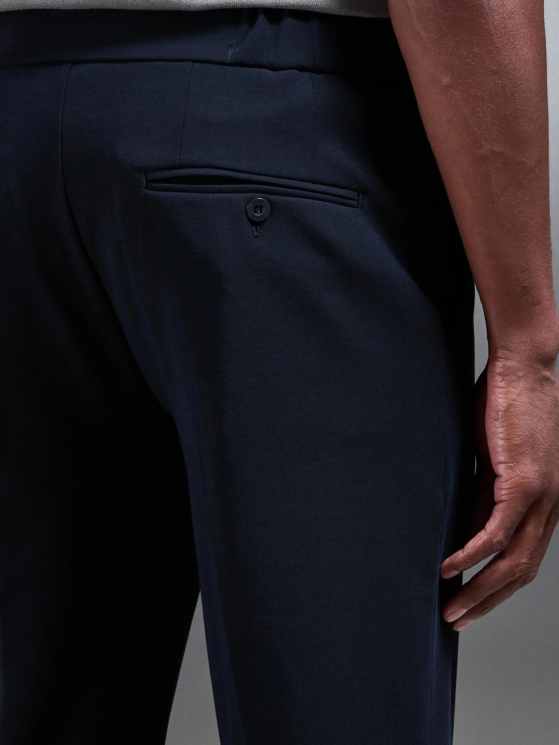 Smart Tailored Drawstring Stretch Trouser in Navy - Image 5