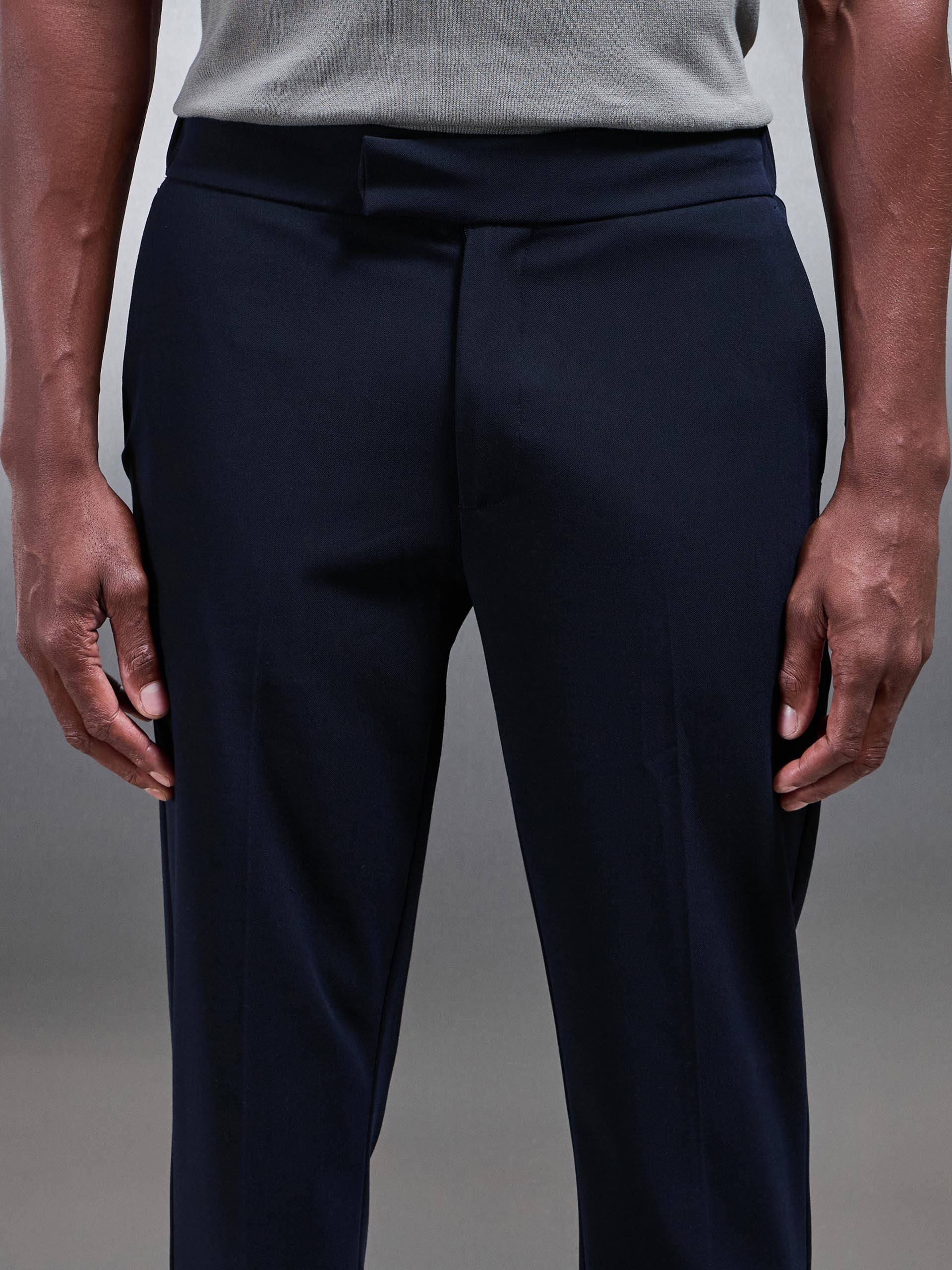 Smart Tailored Drawstring Stretch Trouser in Navy - Image 6