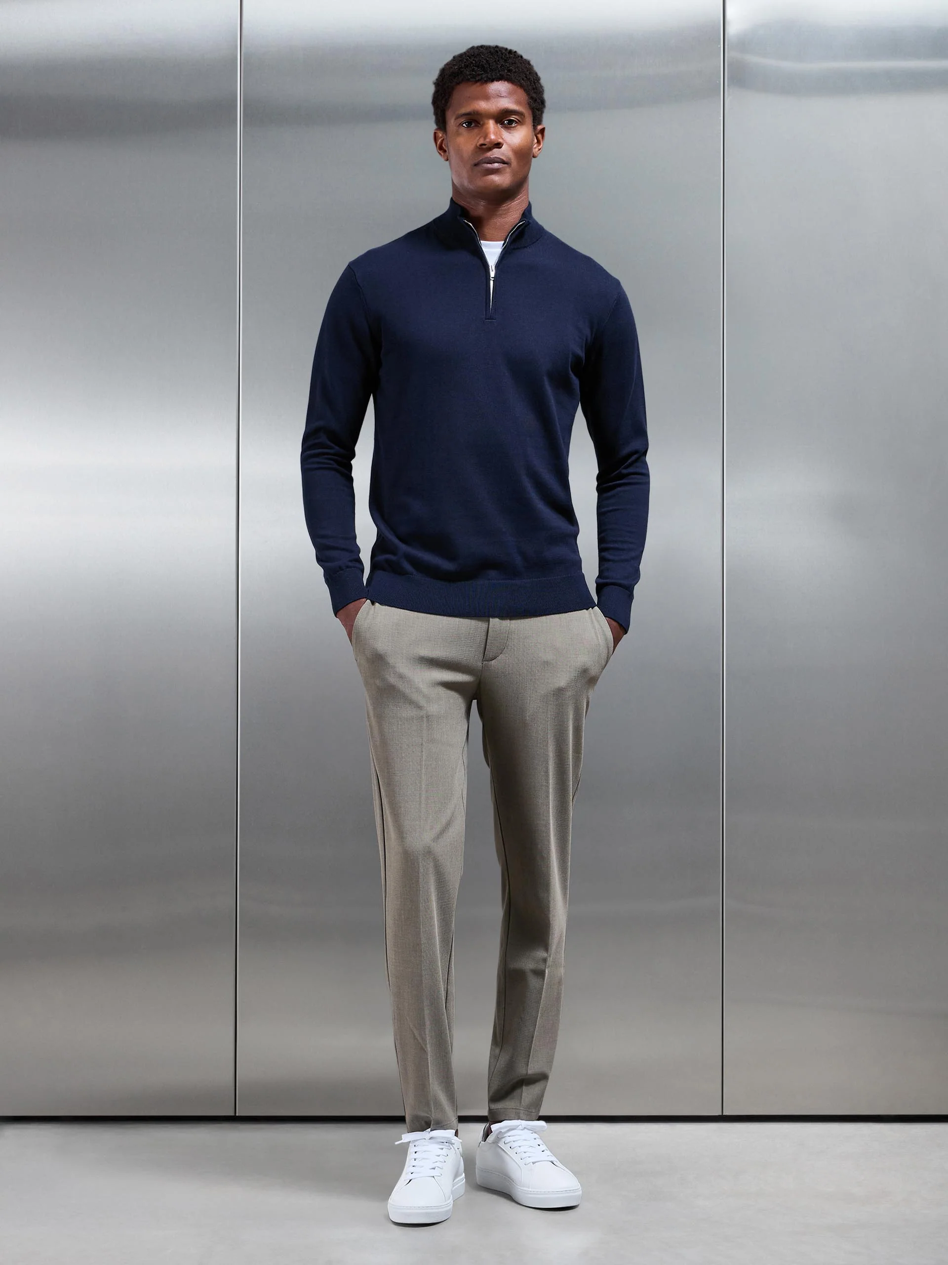 Smart Tailored Drawstring Stretch Trouser in Olive - Image 2