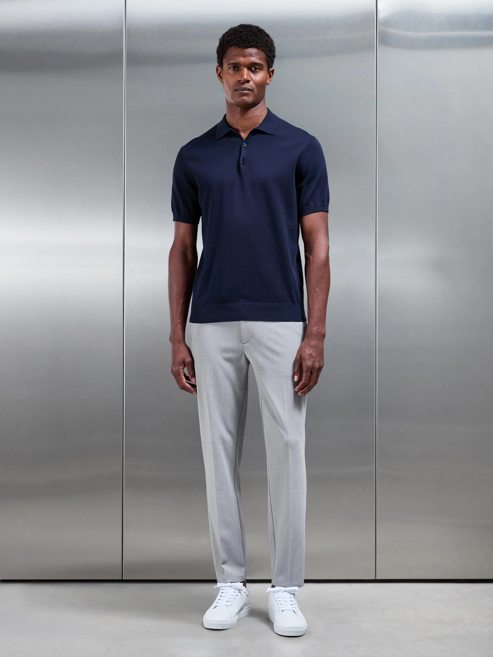 Smart Tailored Drawstring Stretch Trouser in Stone - Image 2