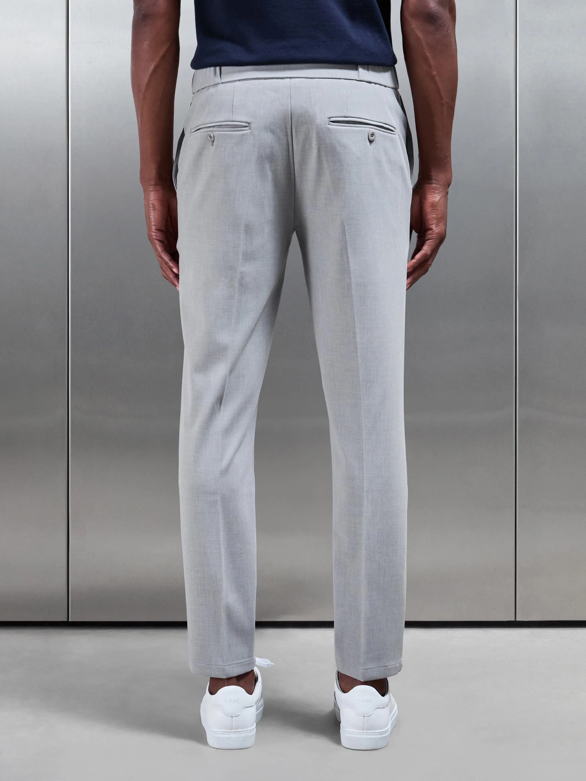 Smart Tailored Drawstring Stretch Trouser in Stone - Image 3