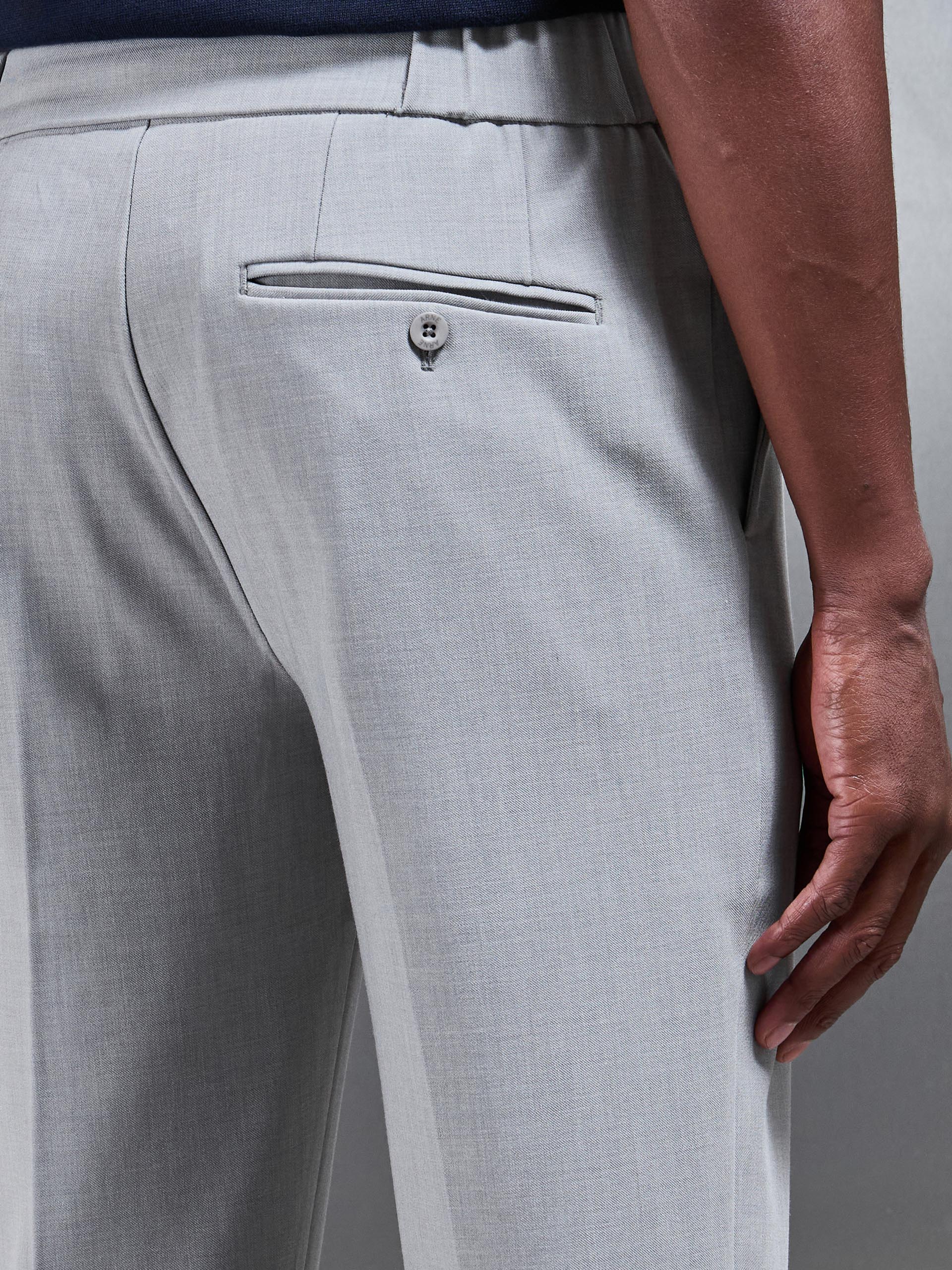Smart Tailored Drawstring Stretch Trouser in Stone - Image 4