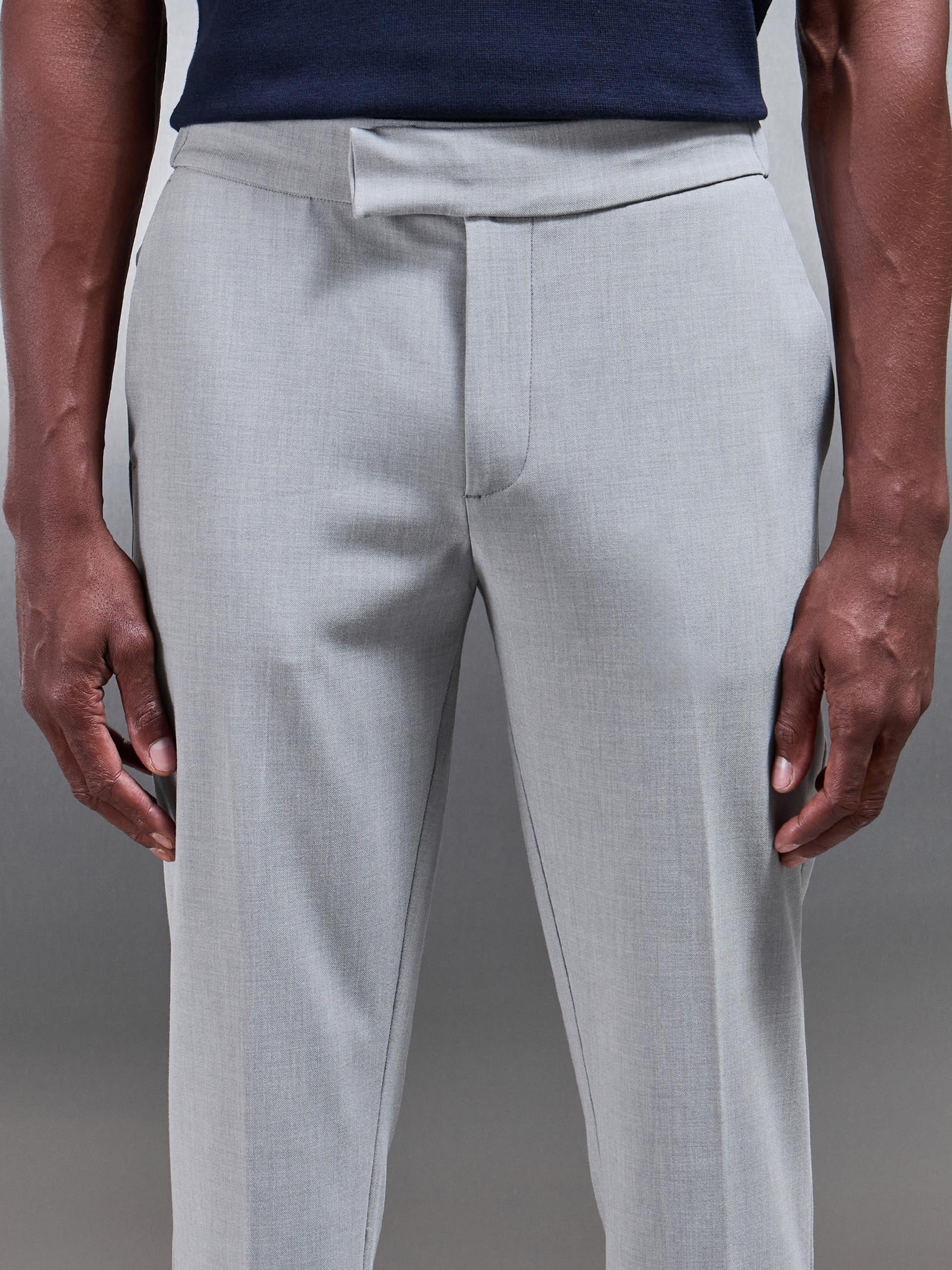 Smart Tailored Drawstring Stretch Trouser in Stone - Image 5