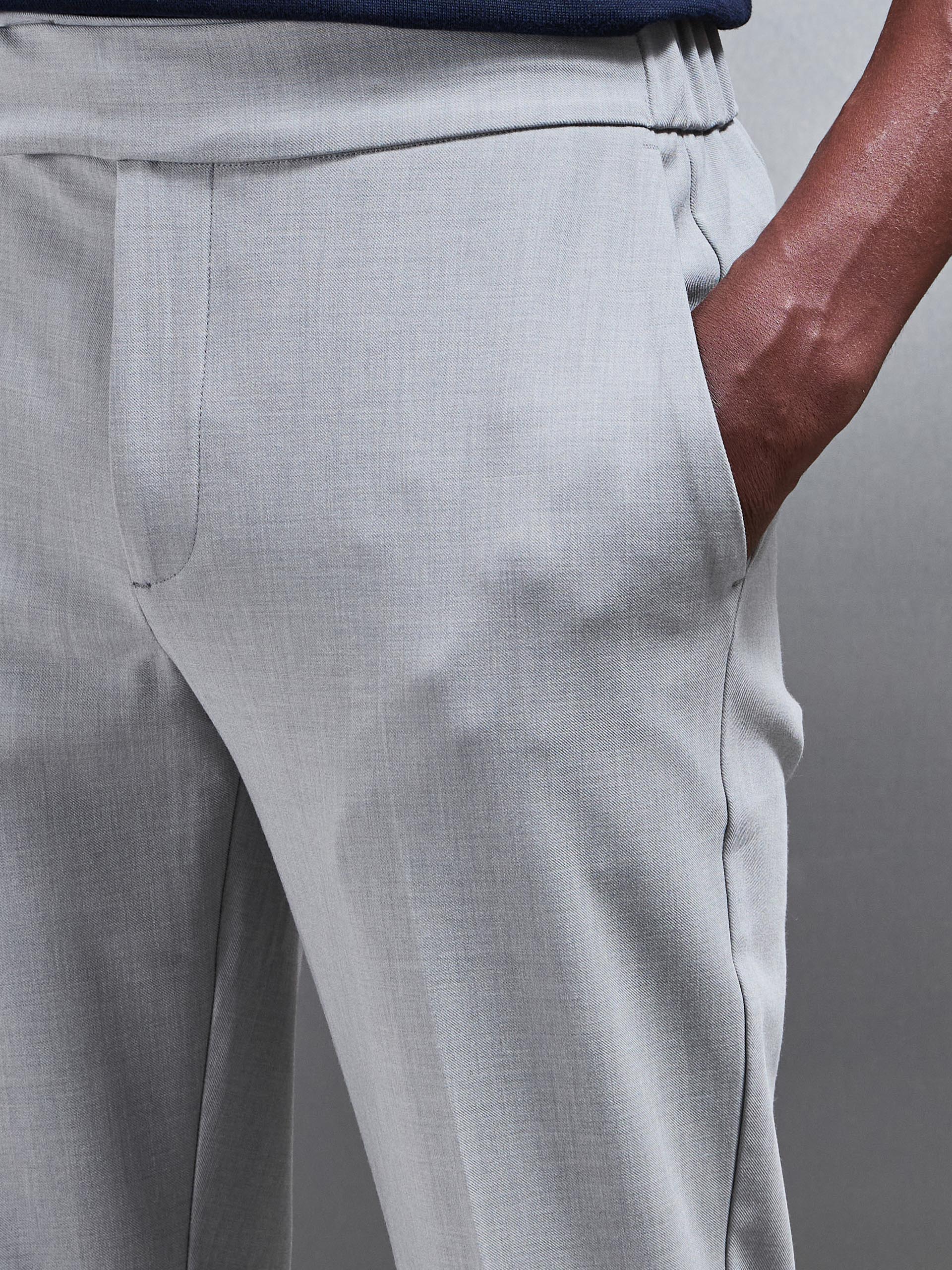 Smart Tailored Drawstring Stretch Trouser in Stone - Image 6
