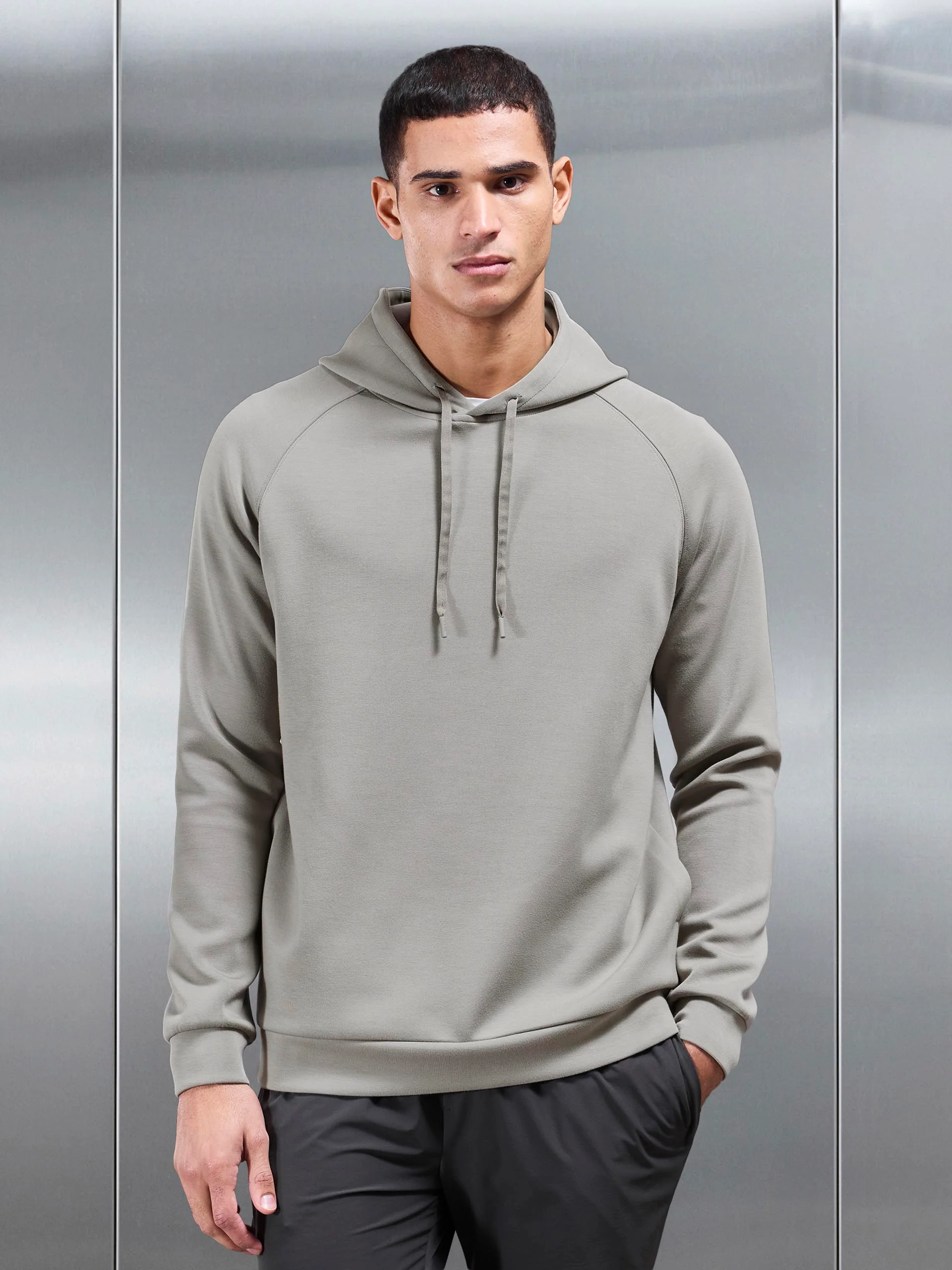 Soft Interlock Active Hoodie in Stone - Image 3