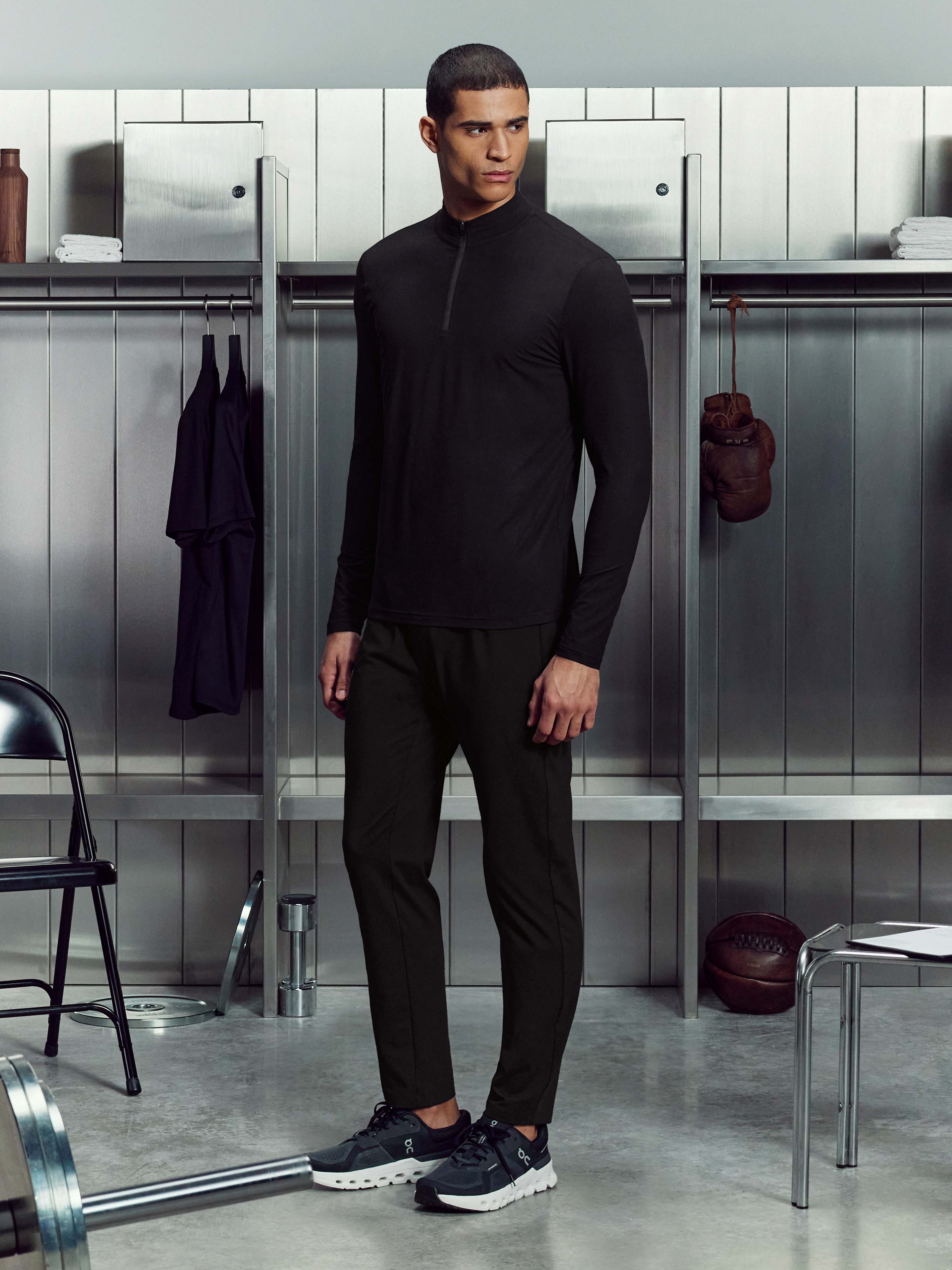 Soft Jersey Active Half Zip in Black - Image 2