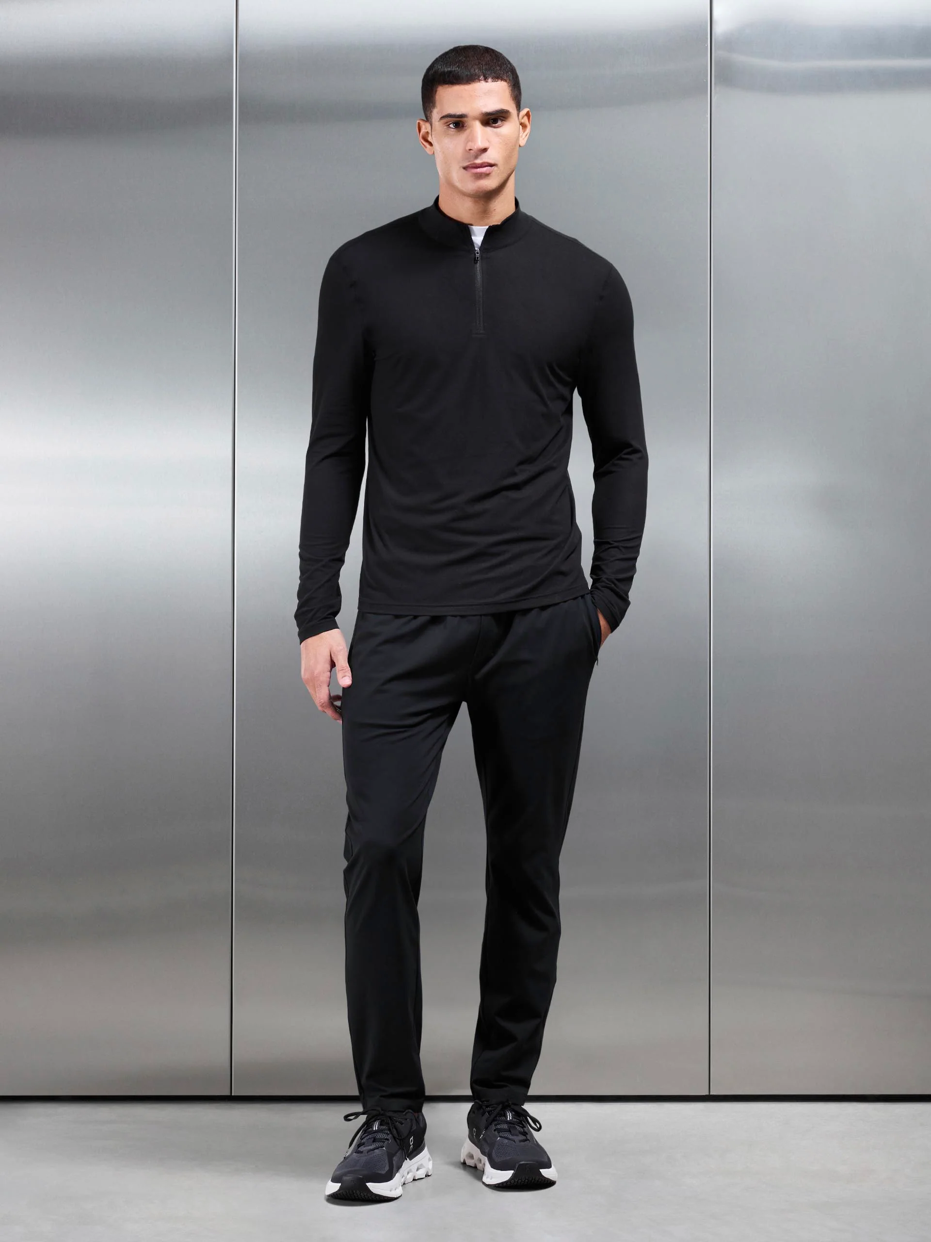 Soft Jersey Active Half Zip in Black - Image 4