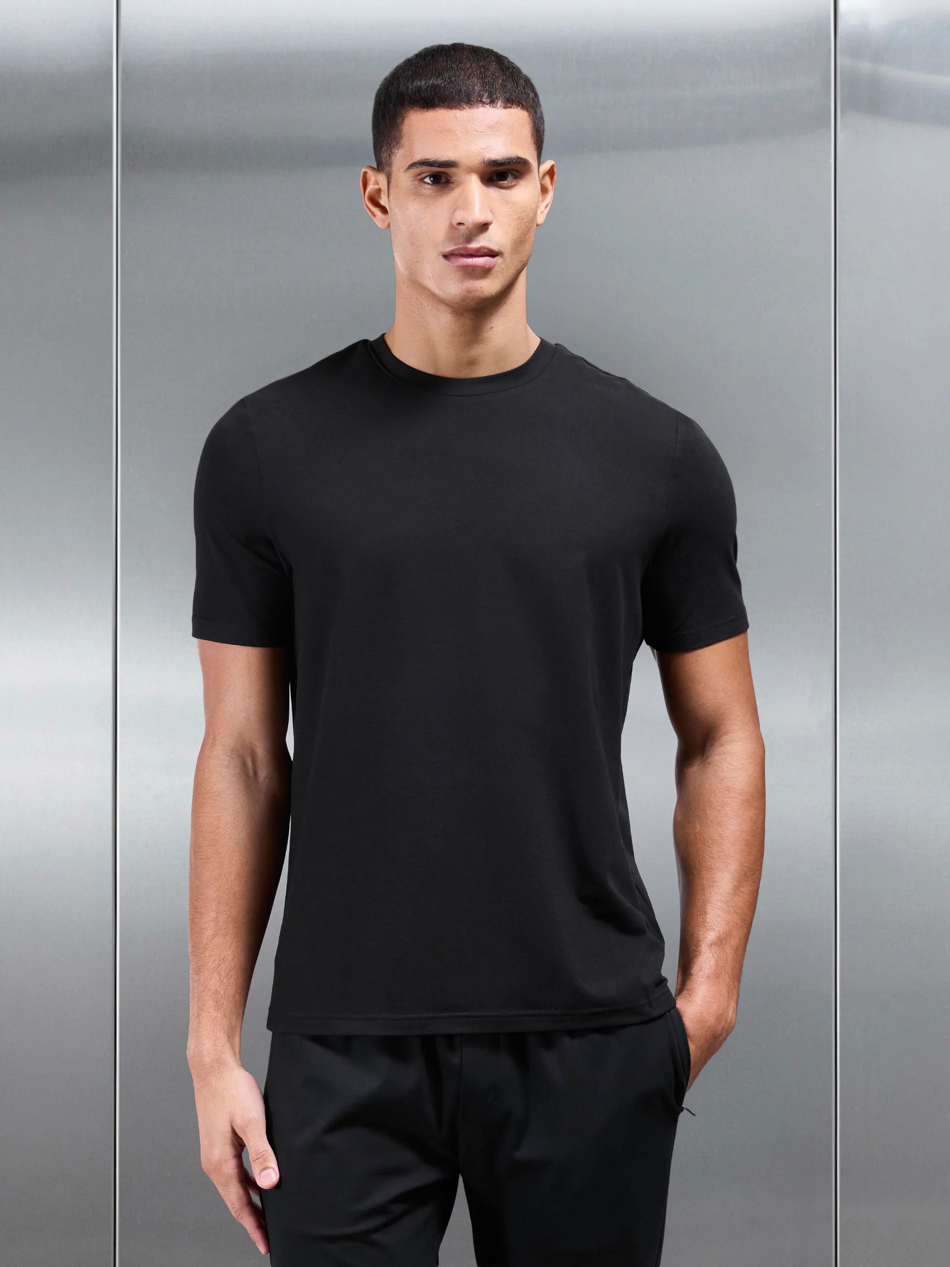 Soft Jersey Active T-Shirt in Black - Image 3