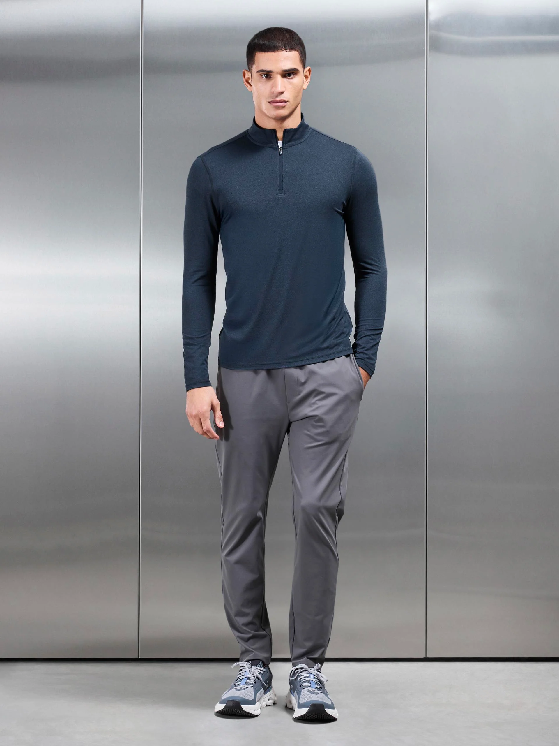 Soft Jersey Motion Half Zip in Navy - Image 4