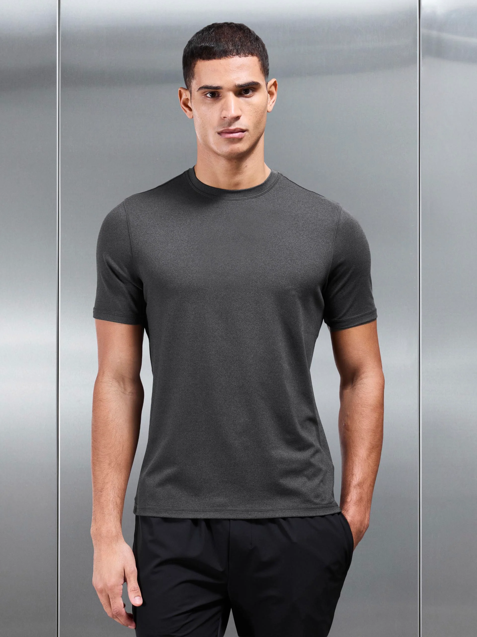 Soft Jersey Motion T-Shirt in Charcoal - Image 3