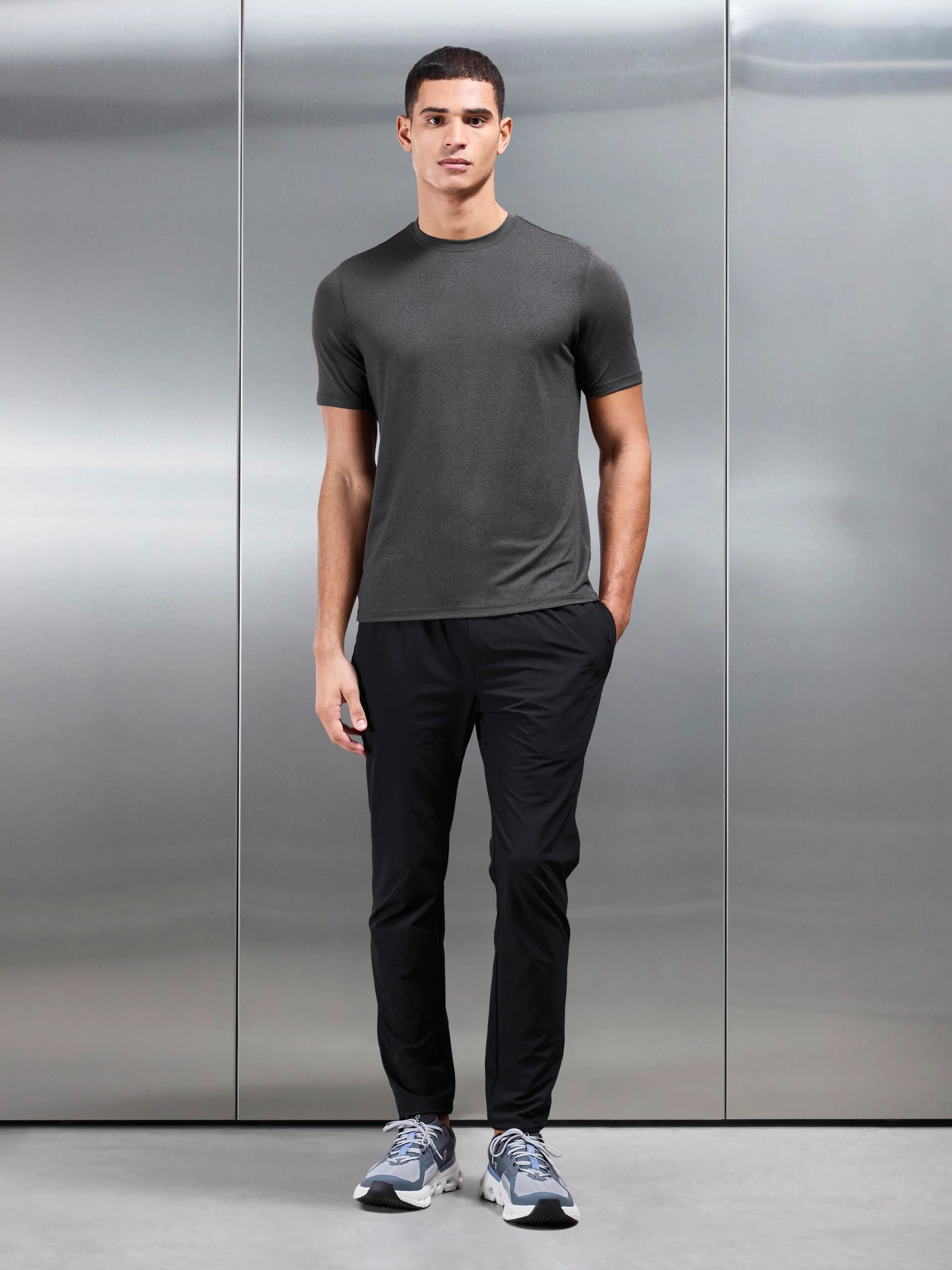 Soft Jersey Motion T-Shirt in Charcoal - Image 4