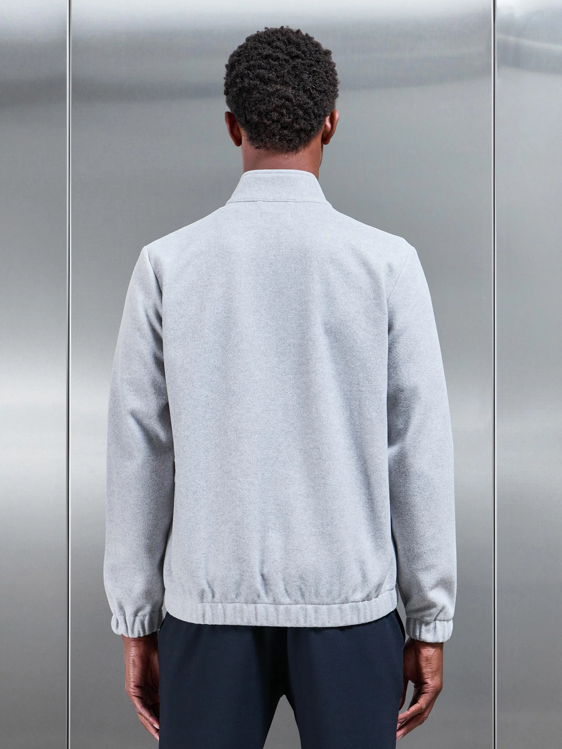 Soft Touch Knitted Funnel Neck Jacket in Marl Grey - Image 3