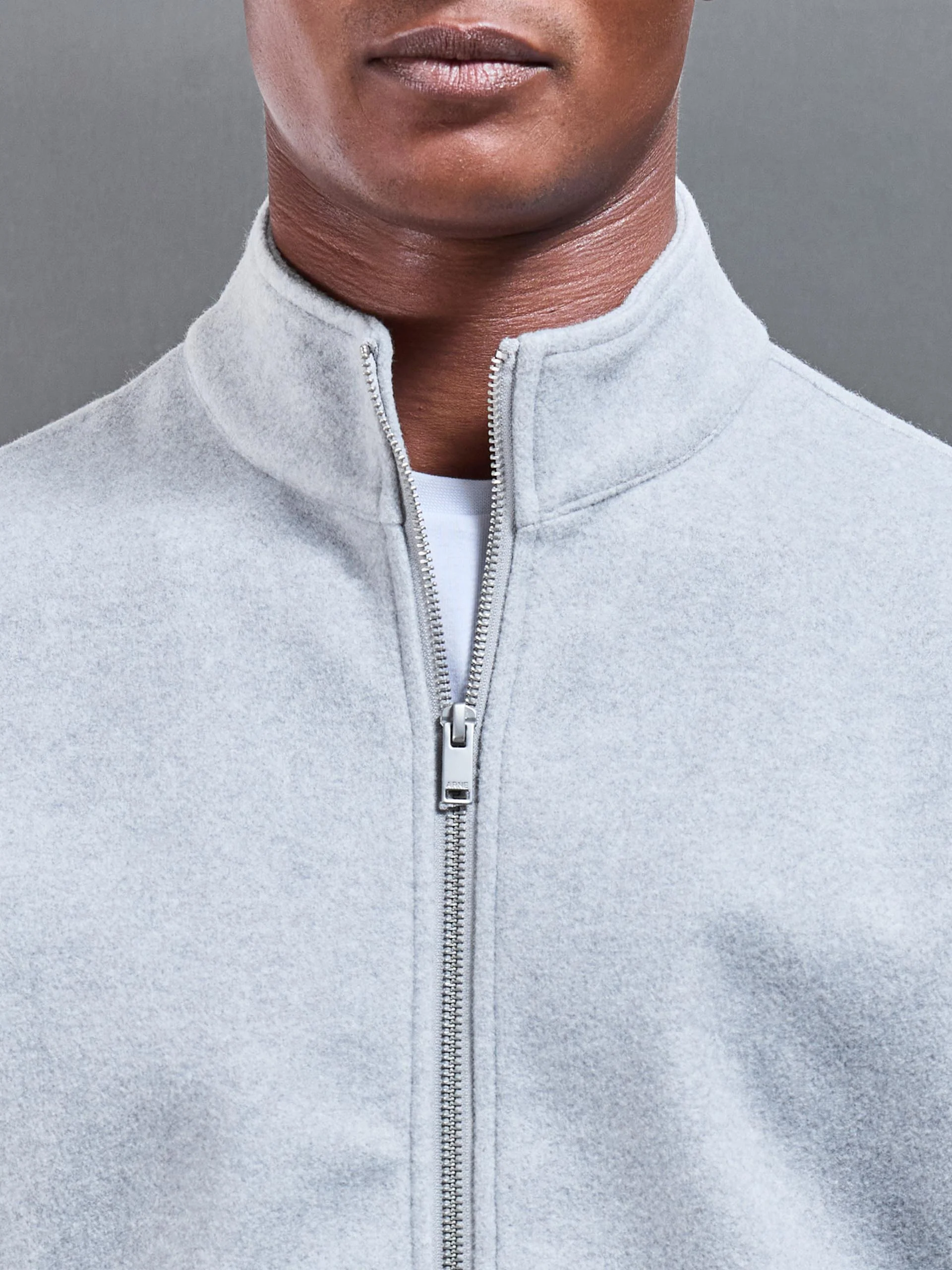 Soft Touch Knitted Funnel Neck Jacket in Marl Grey - Image 4