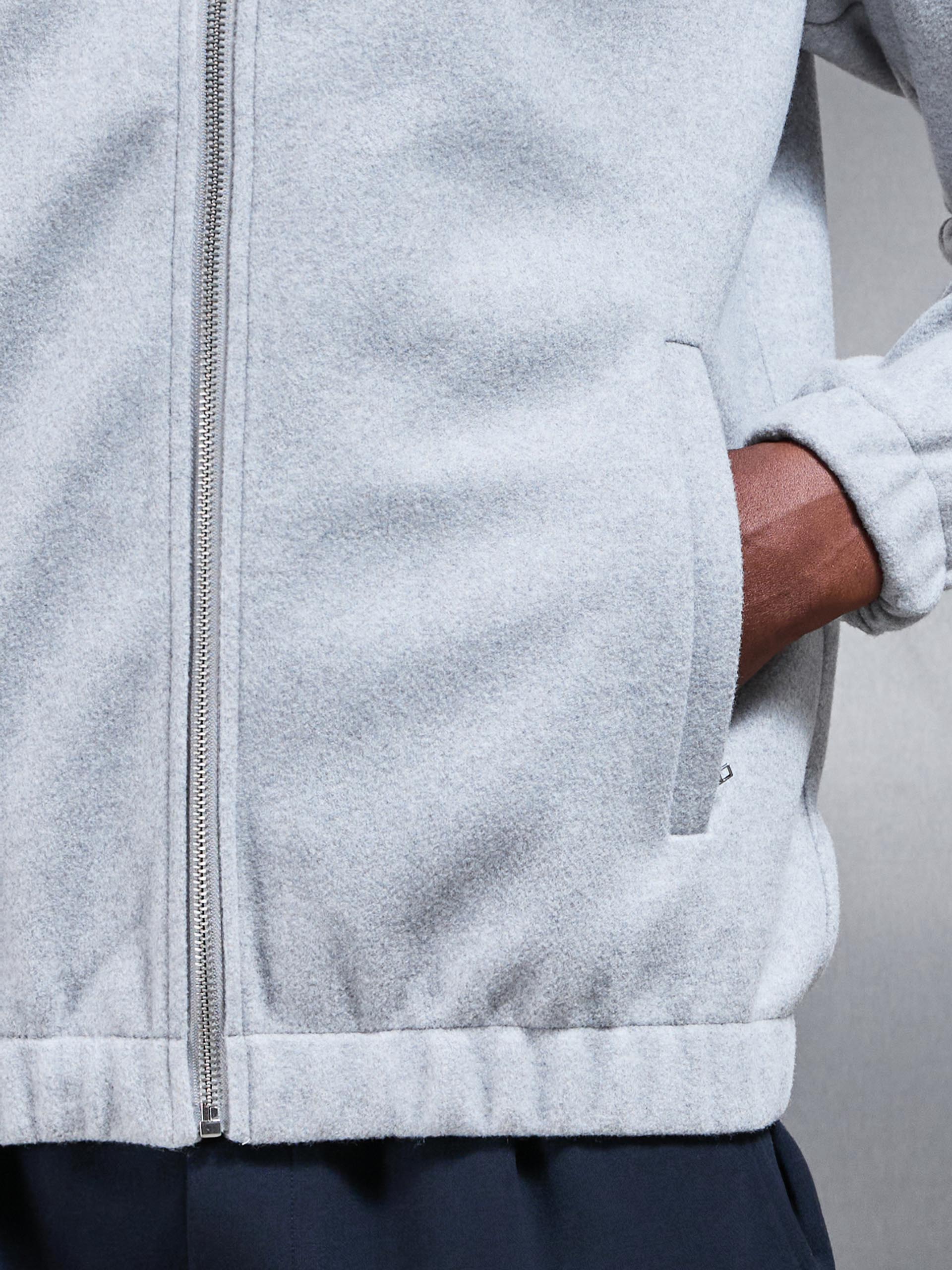 Soft Touch Knitted Funnel Neck Jacket in Marl Grey - Image 5