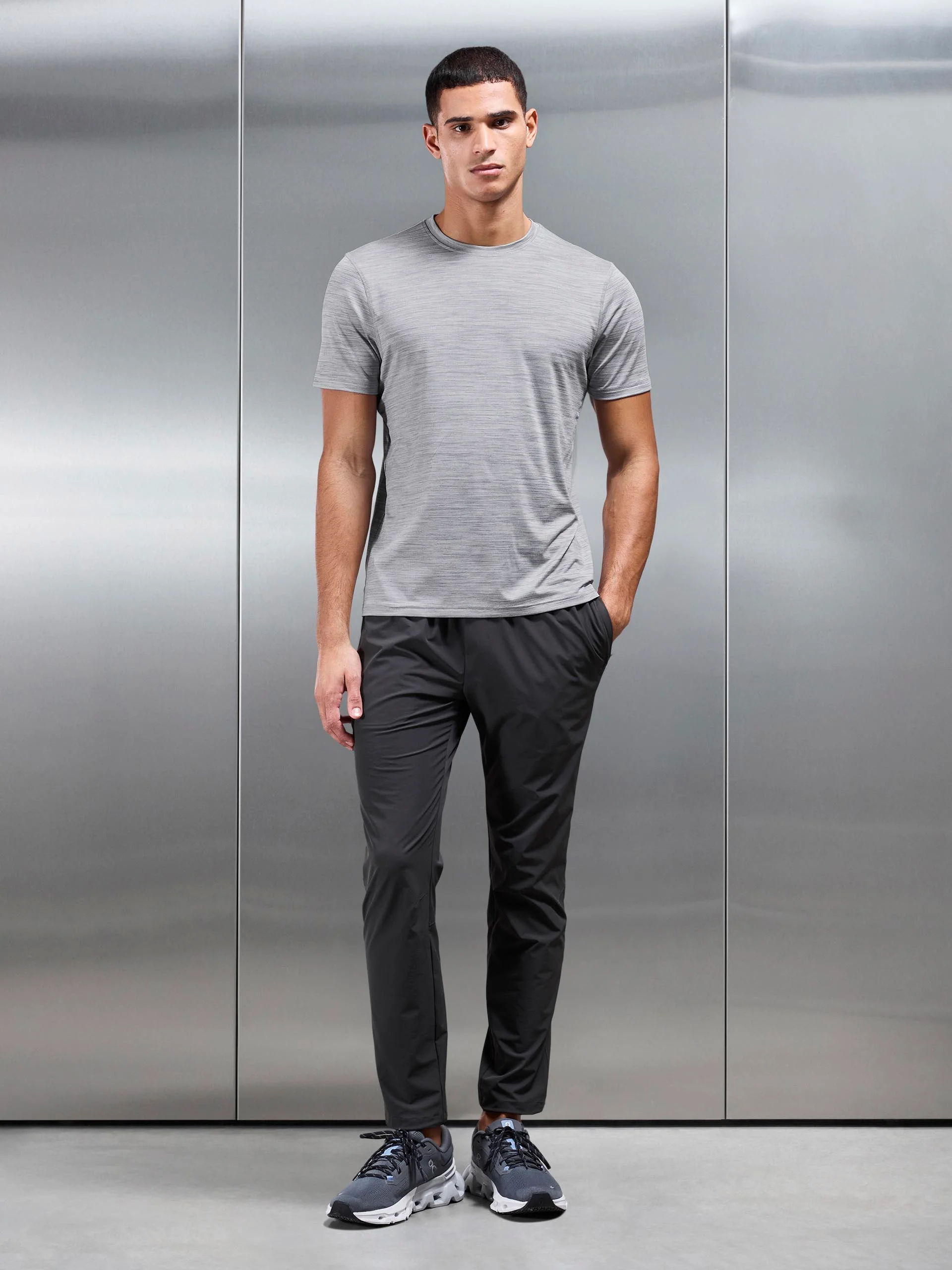 Space Dye Performance T-Shirt in Grey - Image 4