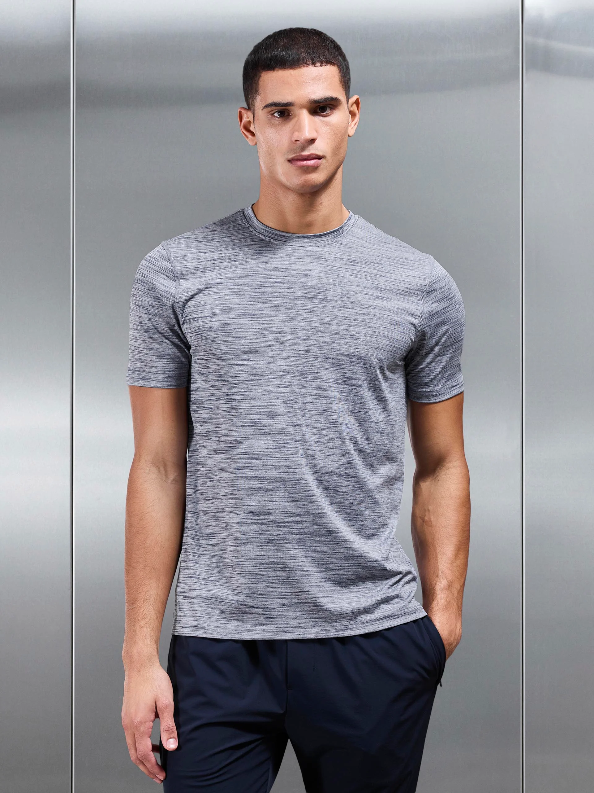 Space Dye Performance T-Shirt in Navy - Image 3