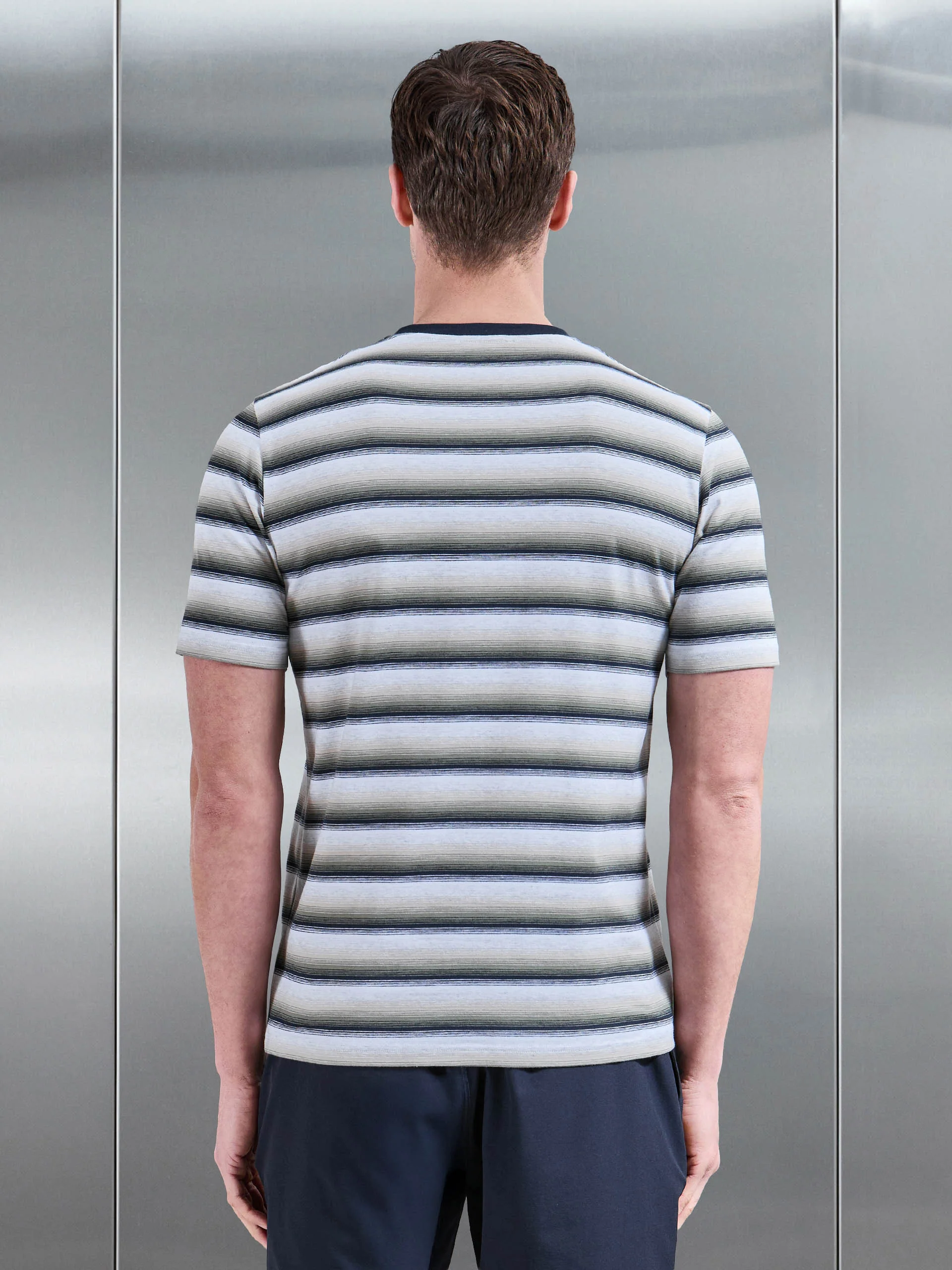 Space Dye Stripe T-Shirt in Navy - Image 3