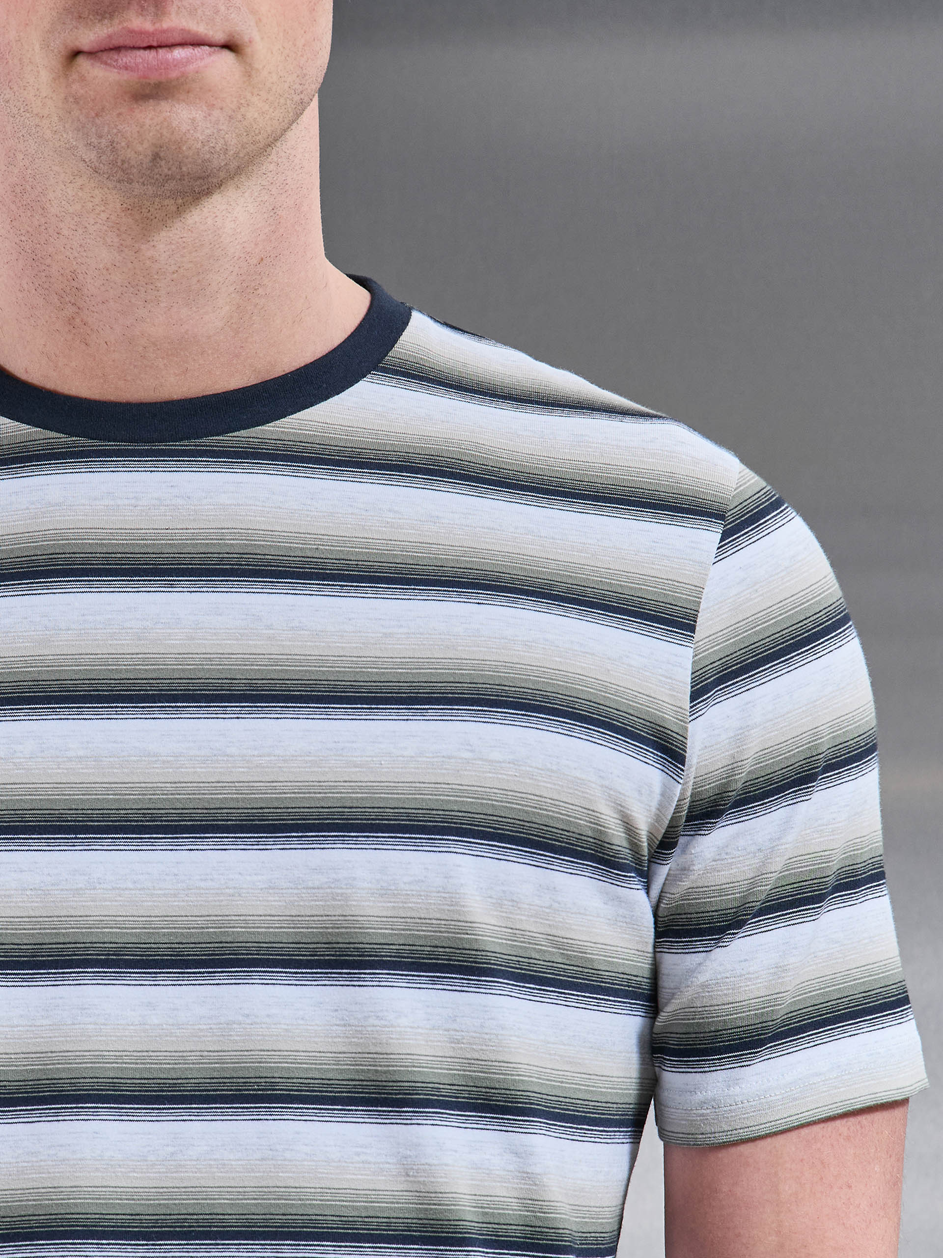 Space Dye Stripe T-Shirt in Navy - Image 4