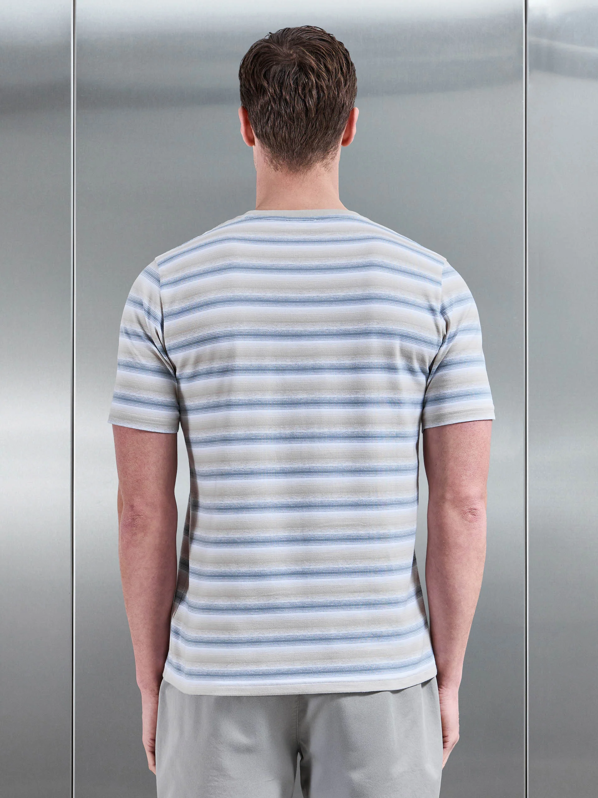 Space Dye Stripe T-Shirt in Stone - Image 3
