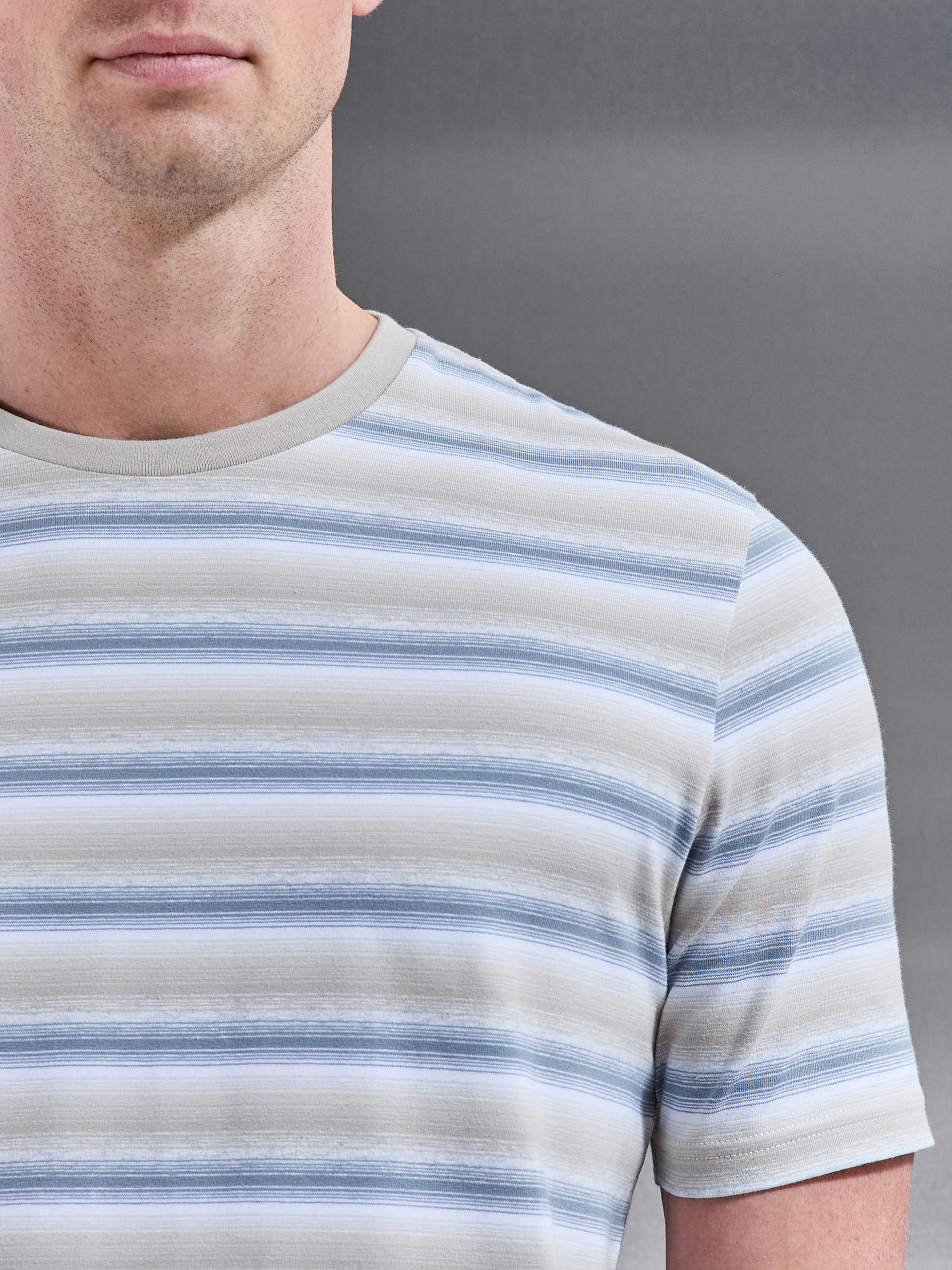 Space Dye Stripe T-Shirt in Stone - Image 4