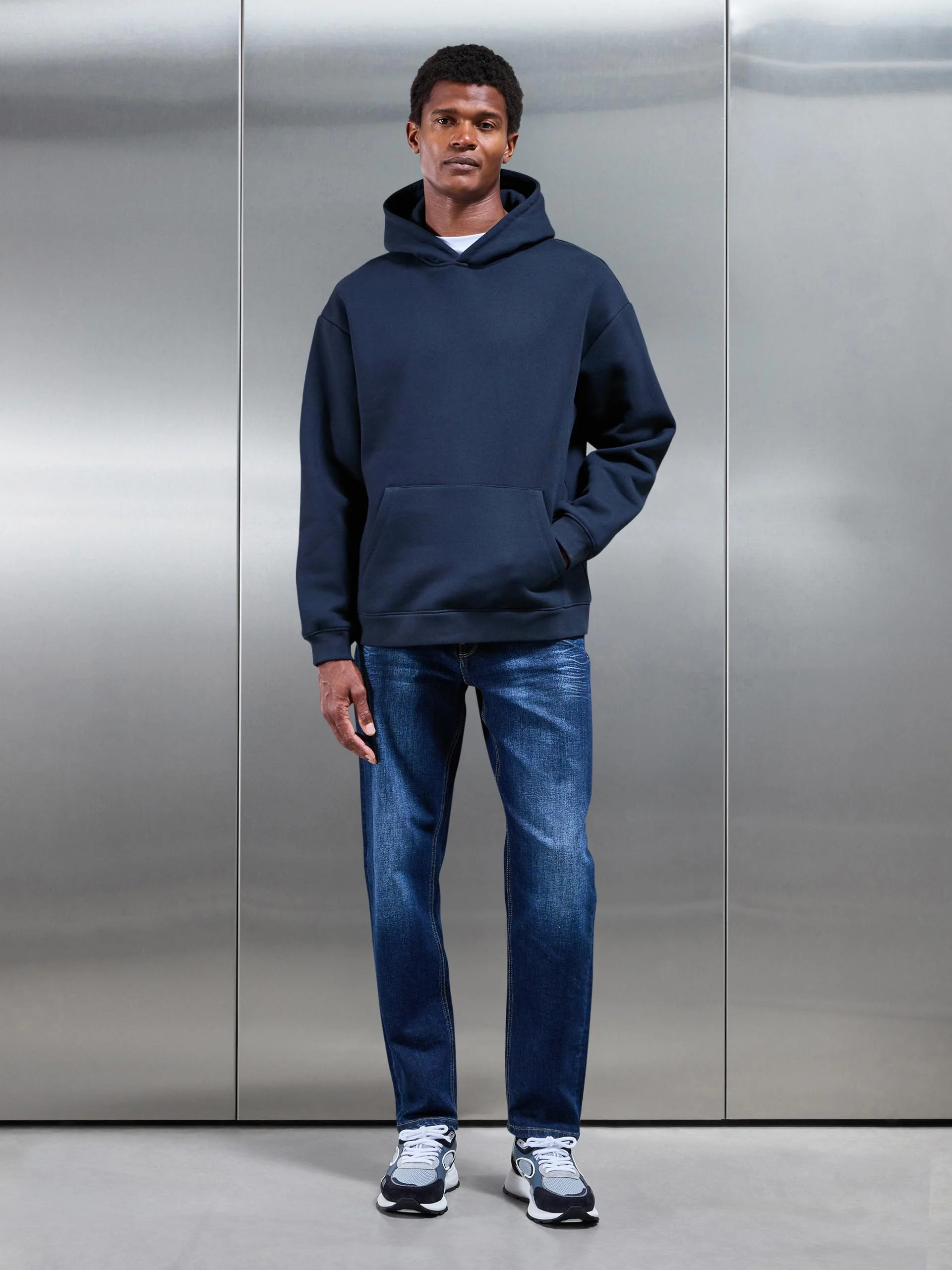 Straight Leg Denim Jeans in Dark Wash - Image 3