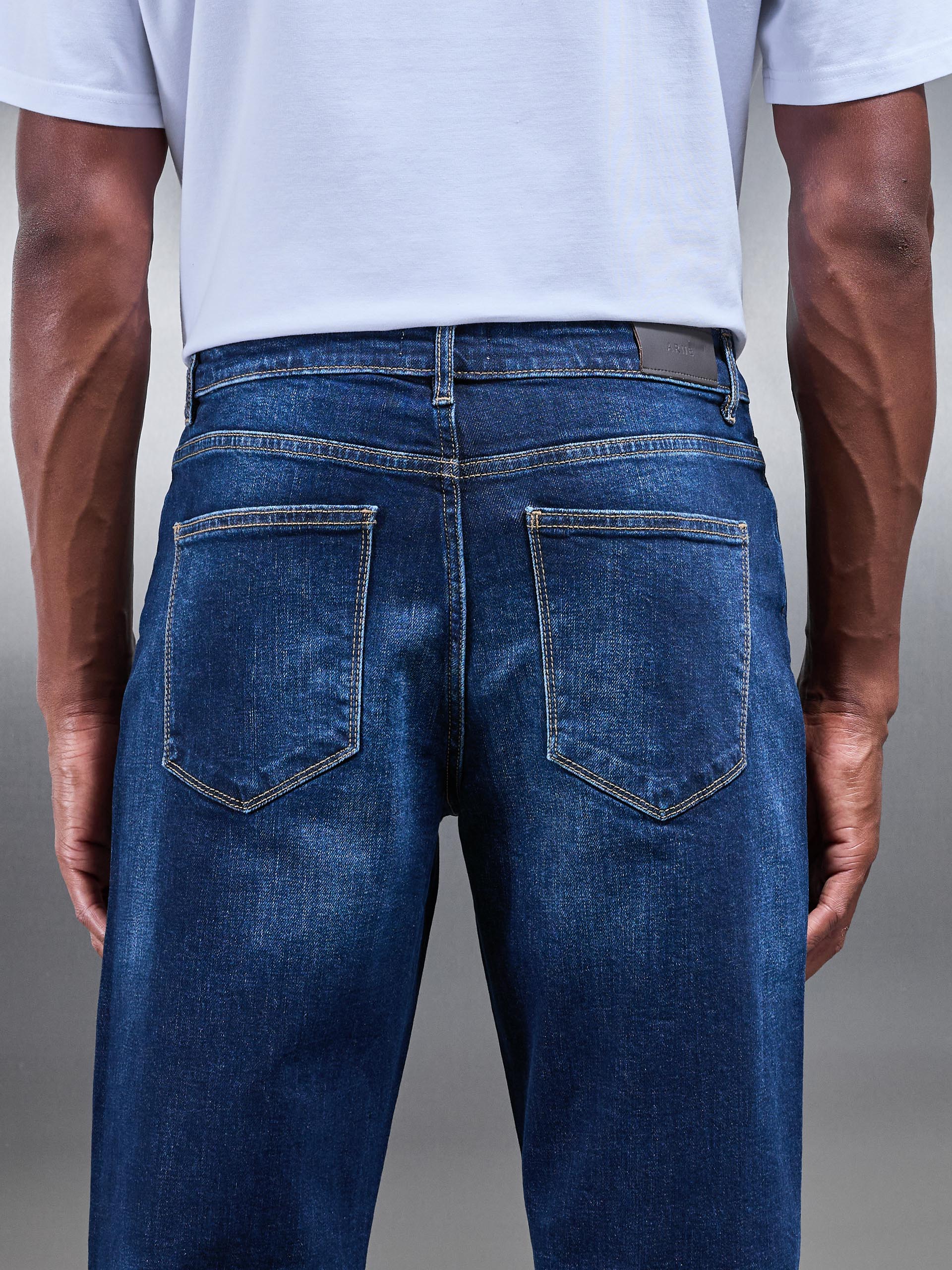 Straight Leg Denim Jeans in Dark Wash - Image 4