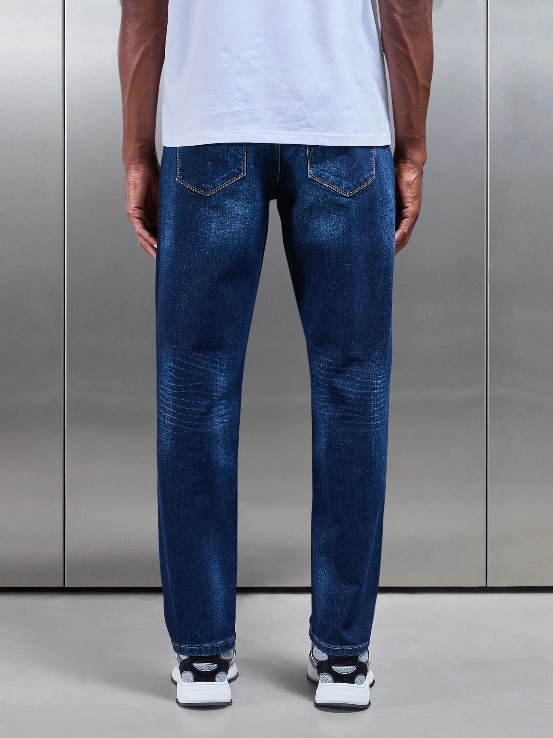 Straight Leg Denim Jeans in Dark Wash - Image 5