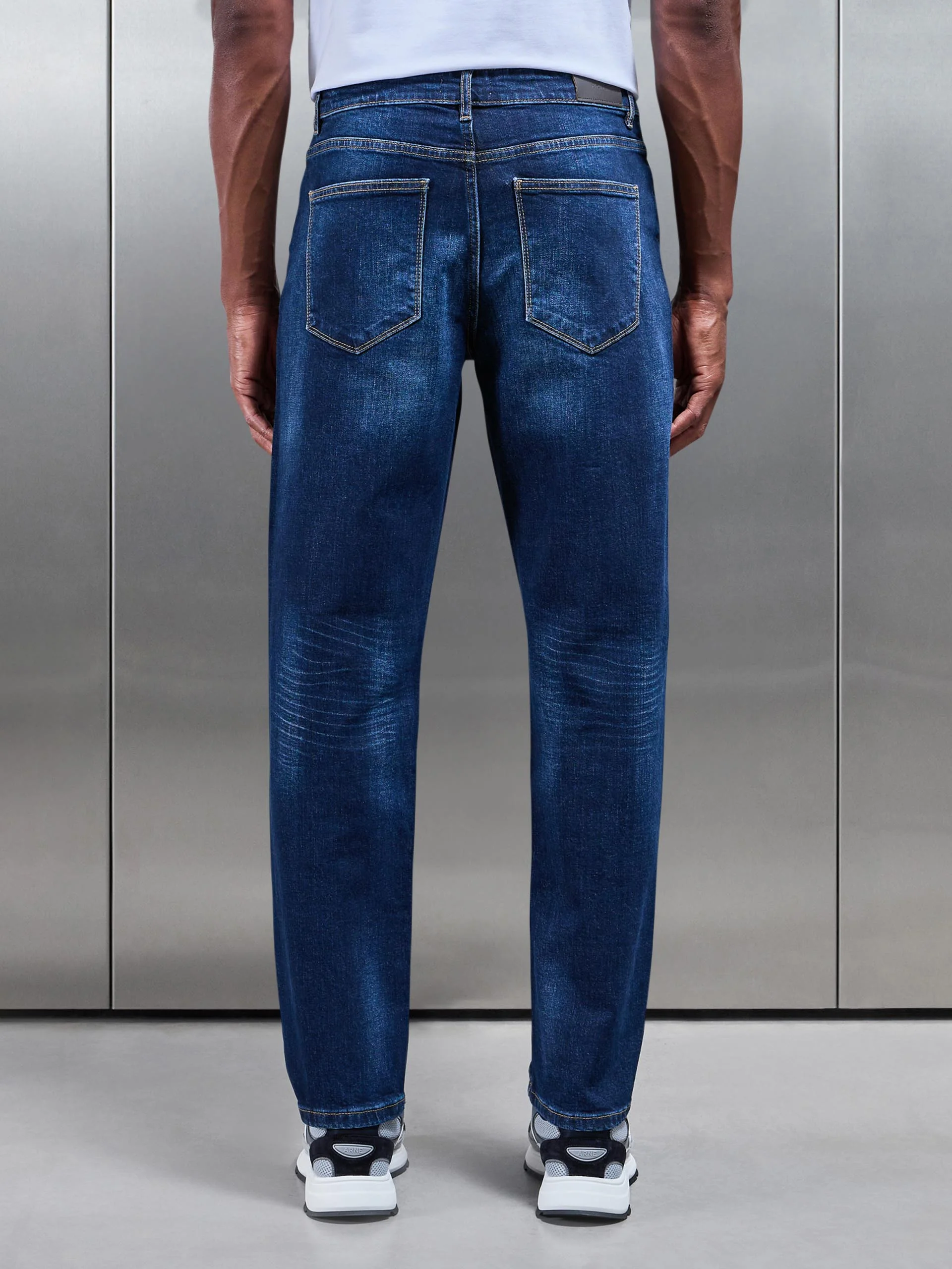 Straight Leg Denim Jeans in Dark Wash - Image 8