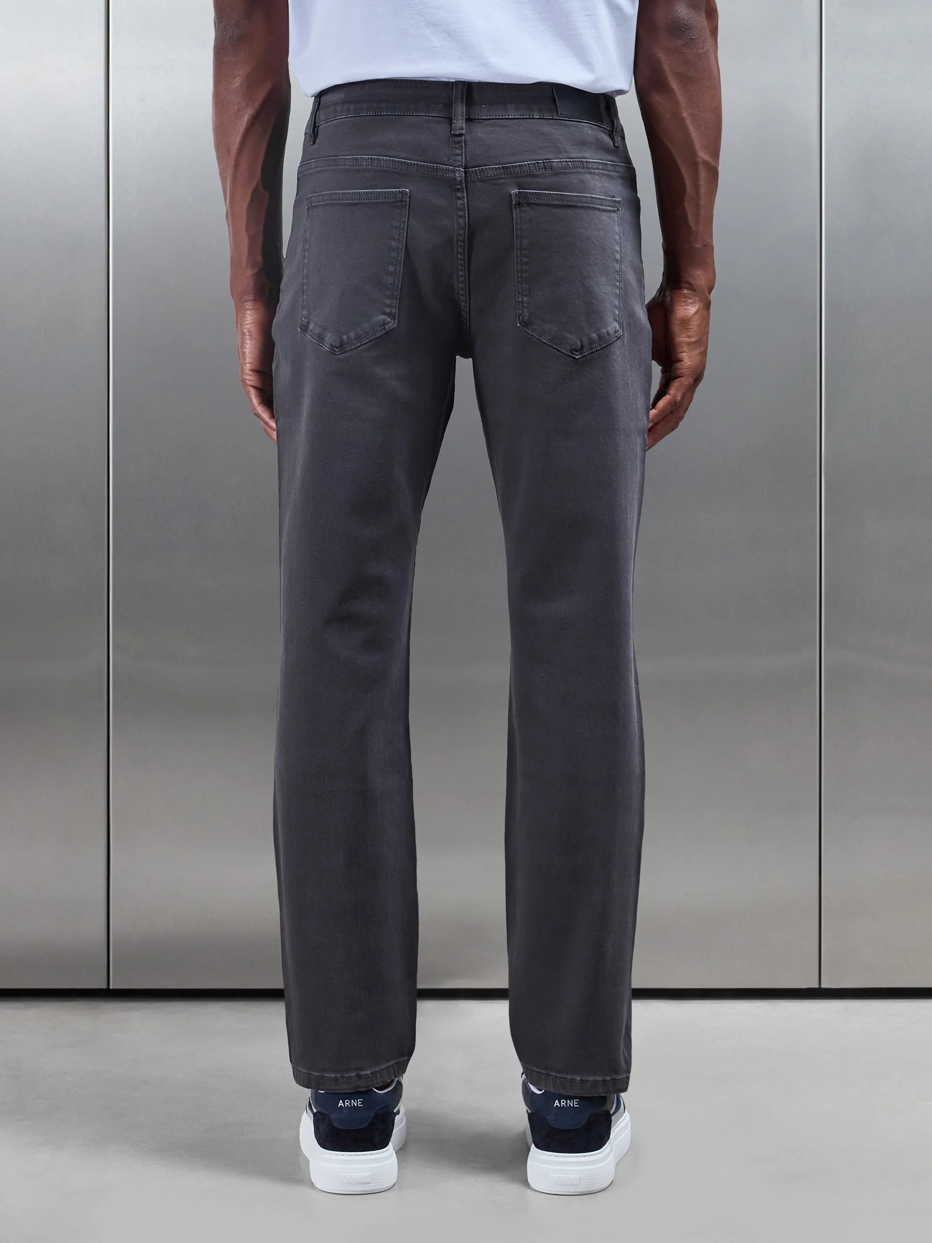 Straight Leg Denim Jeans in Grey - Image 4