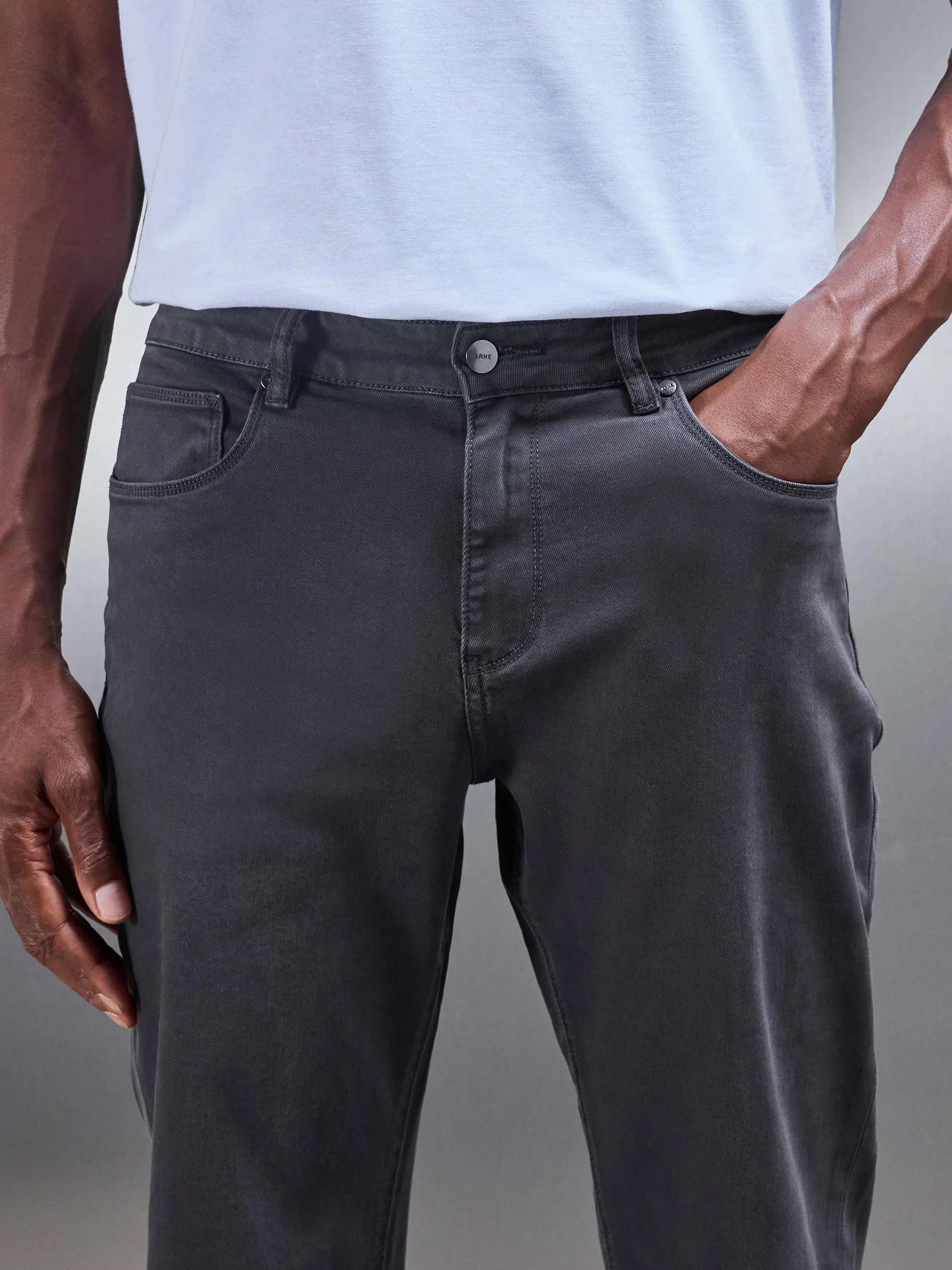 Straight Leg Denim Jeans in Grey - Image 5