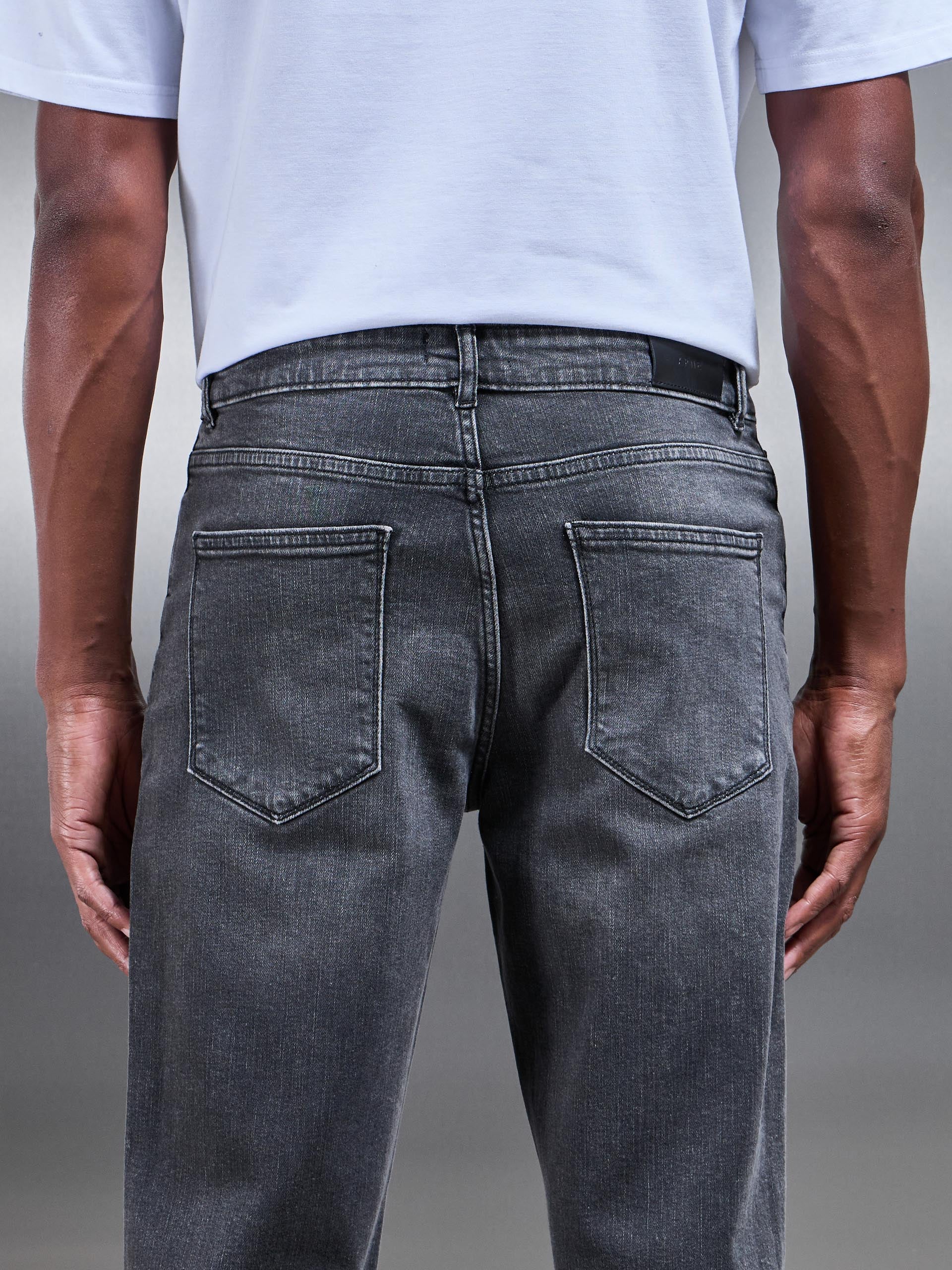 Straight Leg Denim Jeans in Grey Wash - Image 3