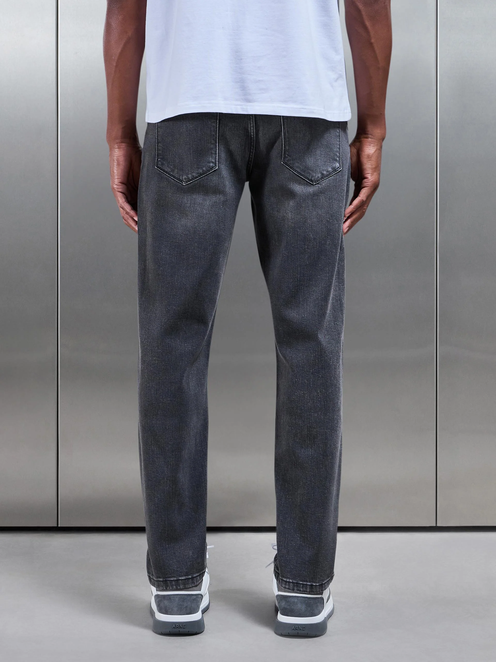 Straight Leg Denim Jeans in Grey Wash - Image 5