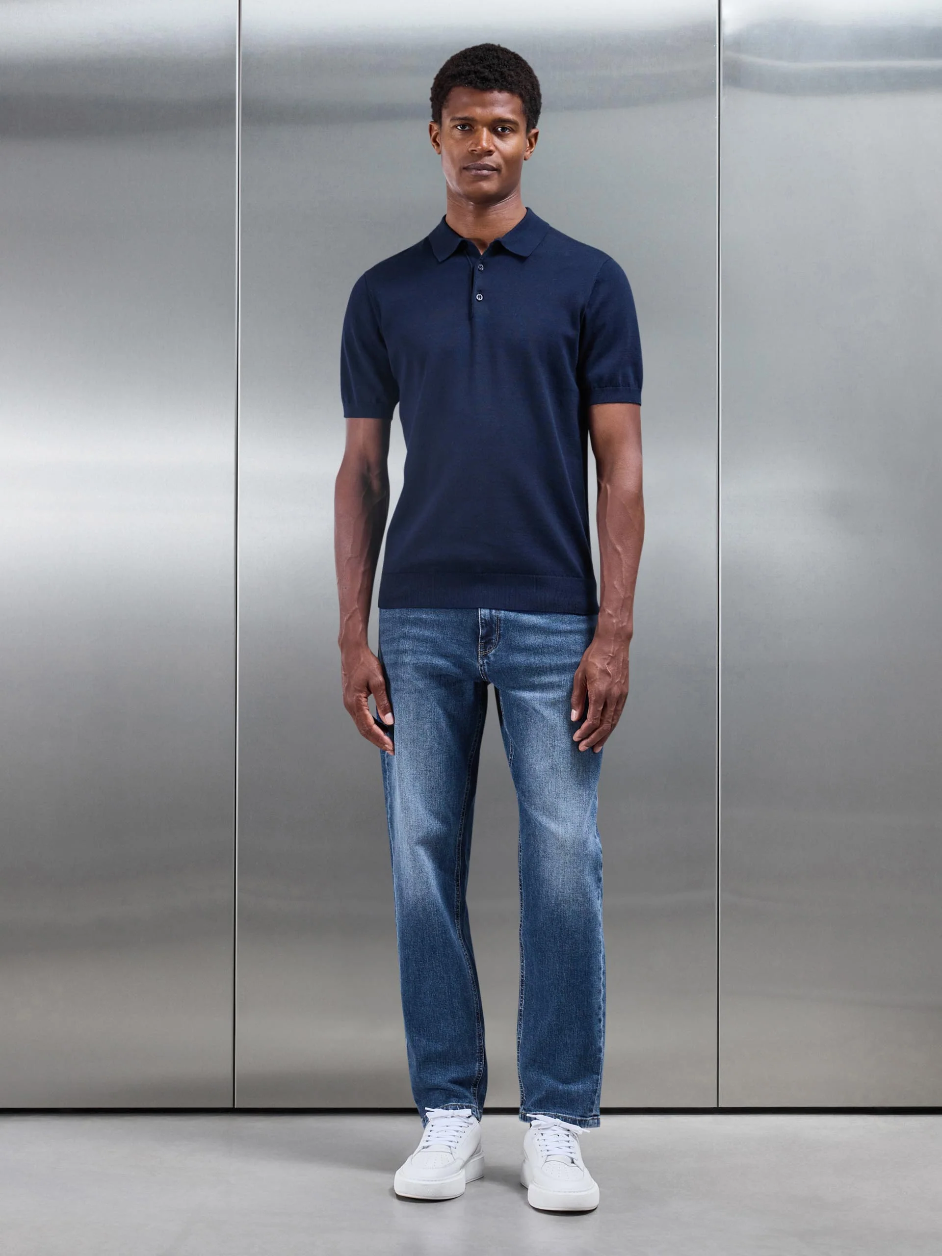 Straight Leg Denim Jeans in Mid Blue - Image 3