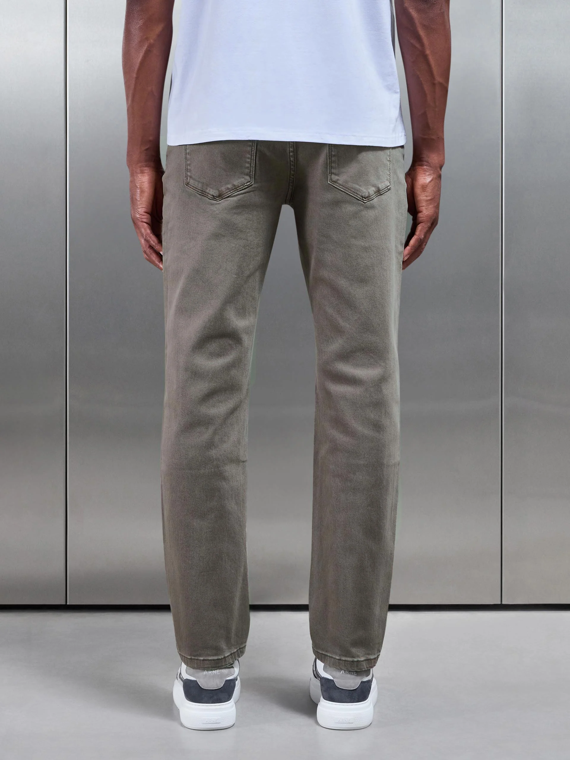 Straight Leg Denim Jeans in Olive - Image 7