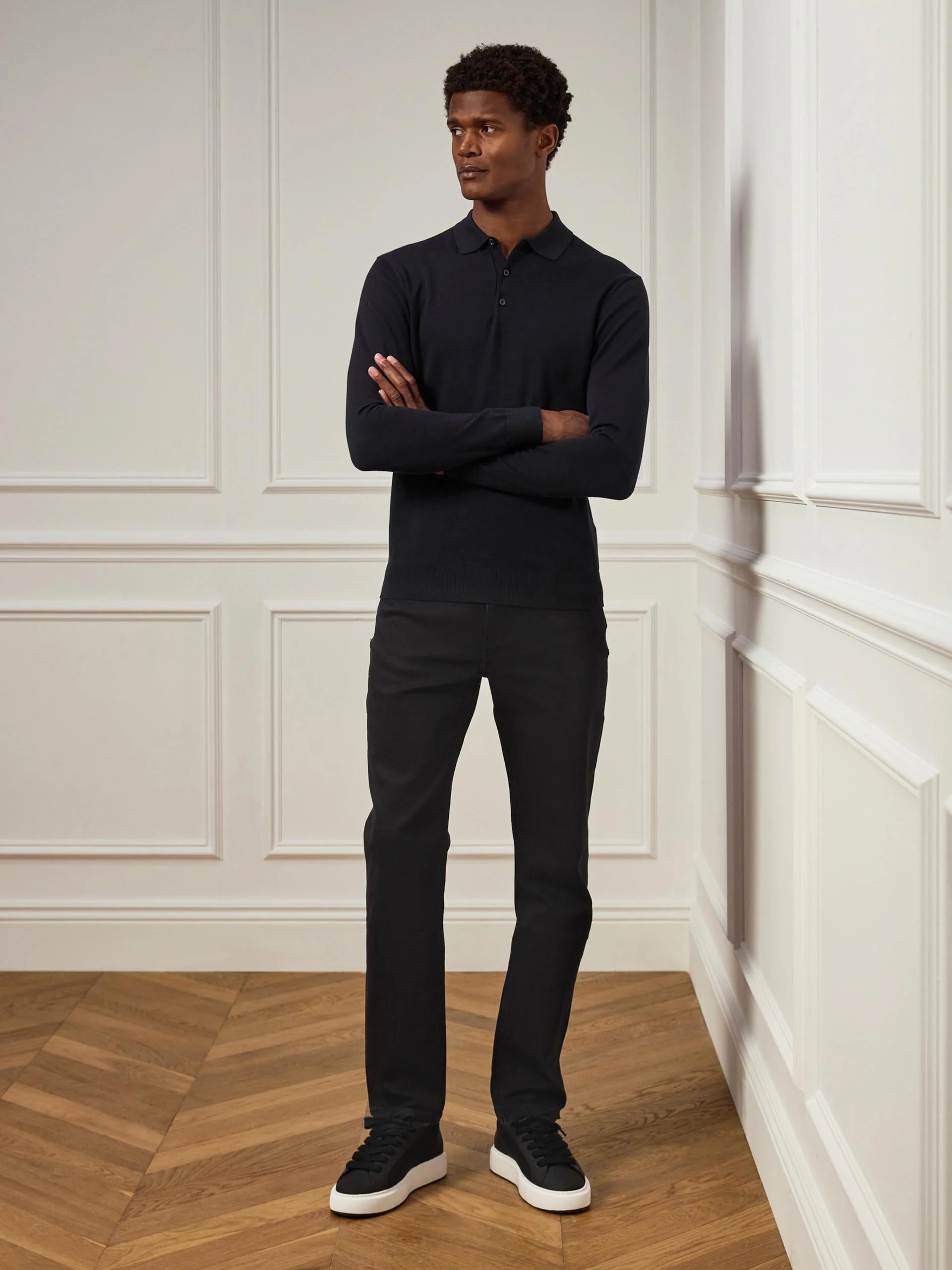 Straight Leg Denim Jeans in Solid Black - Image 2