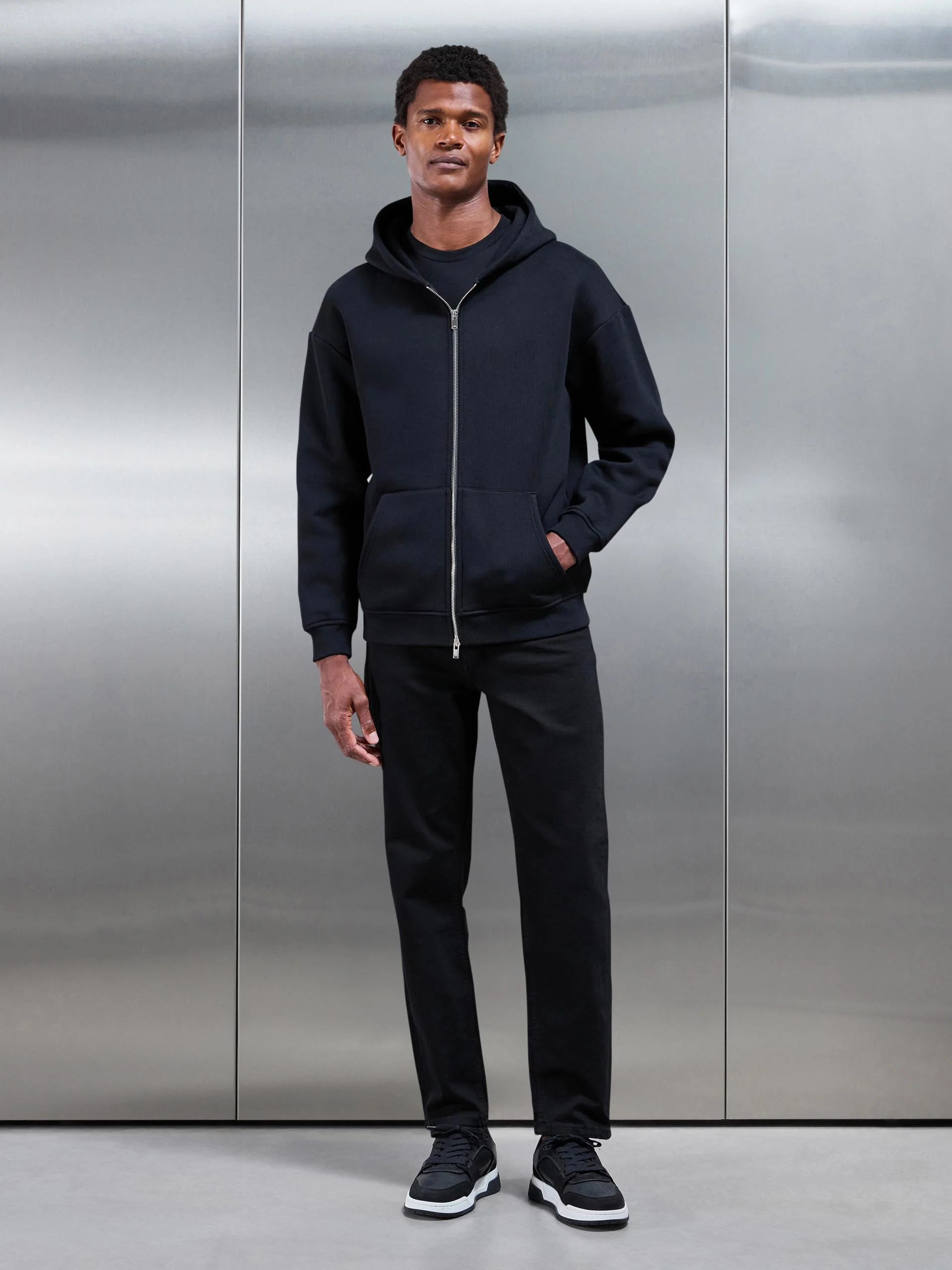 Straight Leg Denim Jeans in Solid Black - Image 3