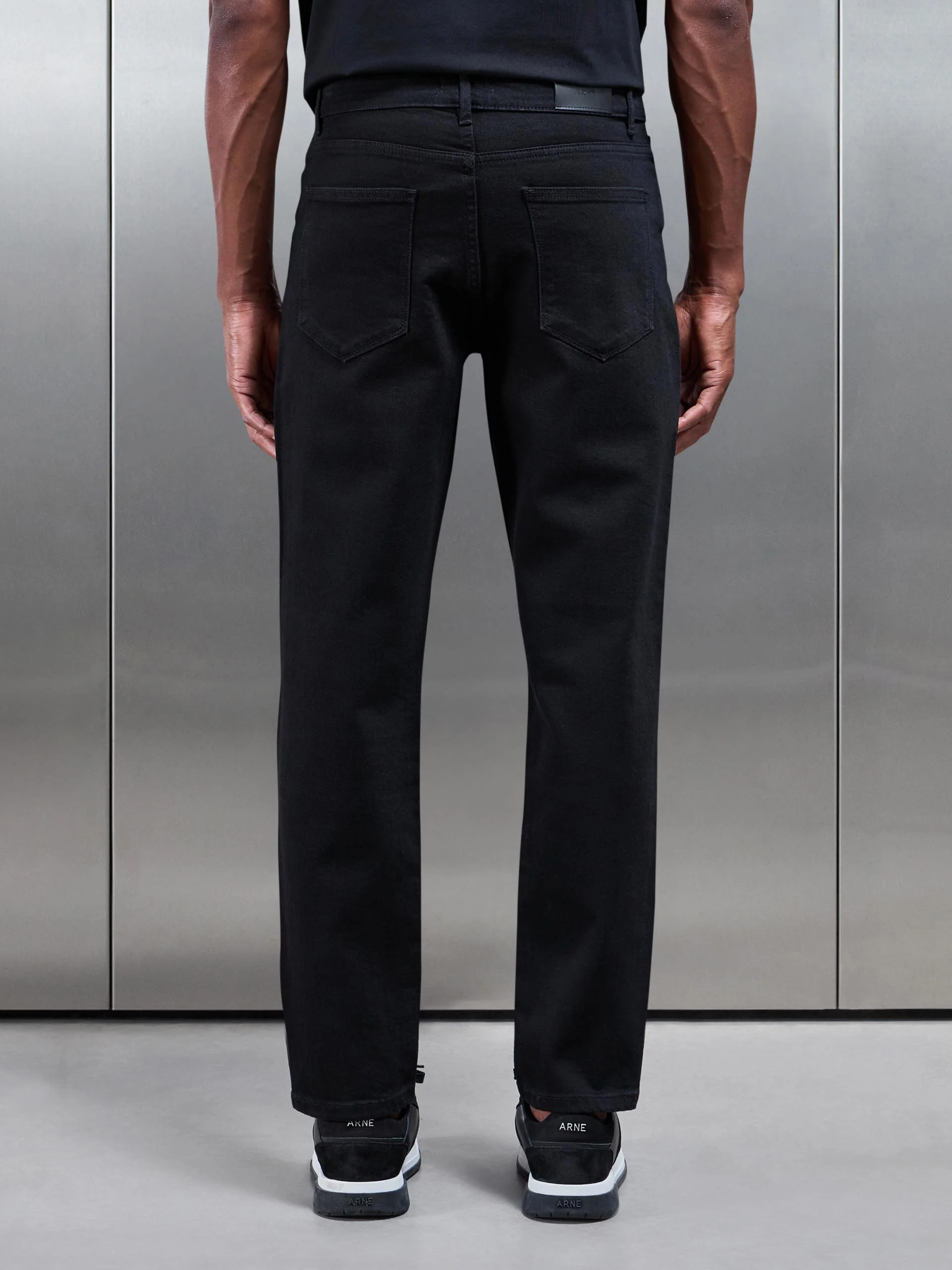 Straight Leg Denim Jeans in Solid Black - Image 4