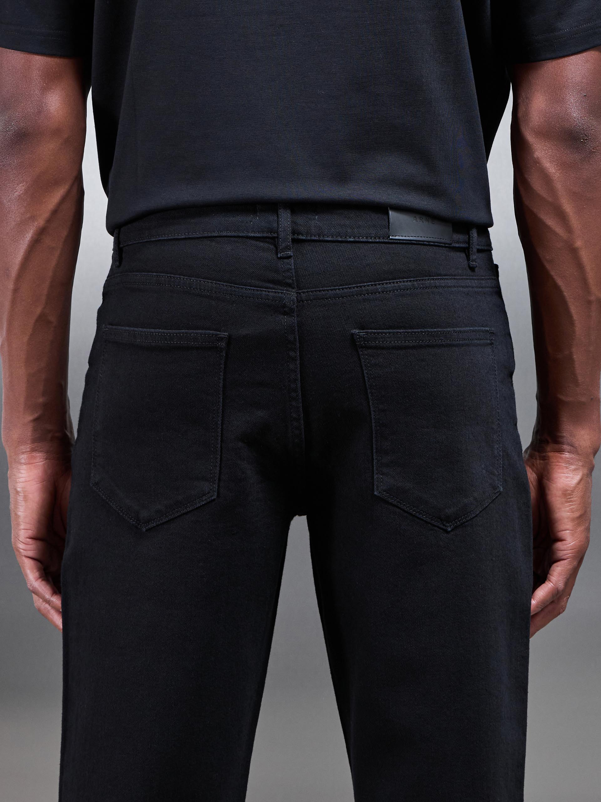 Straight Leg Denim Jeans in Solid Black - Image 5