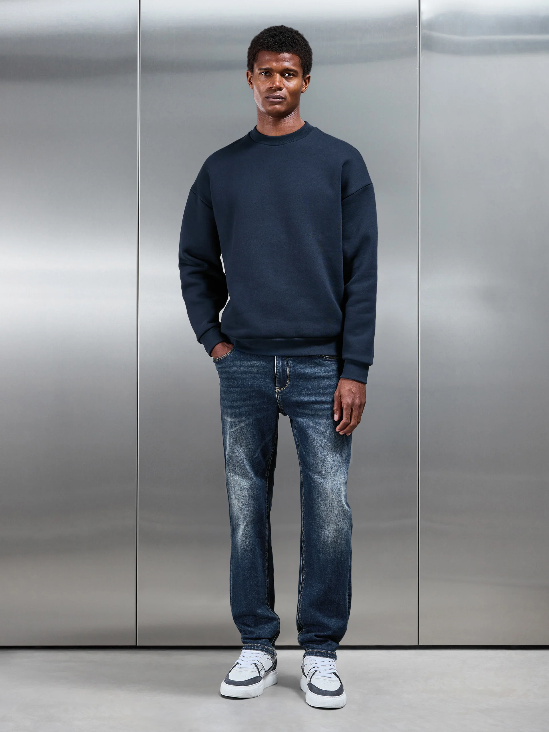 Straight Leg Denim Jeans in Vintage Blue - Image 3