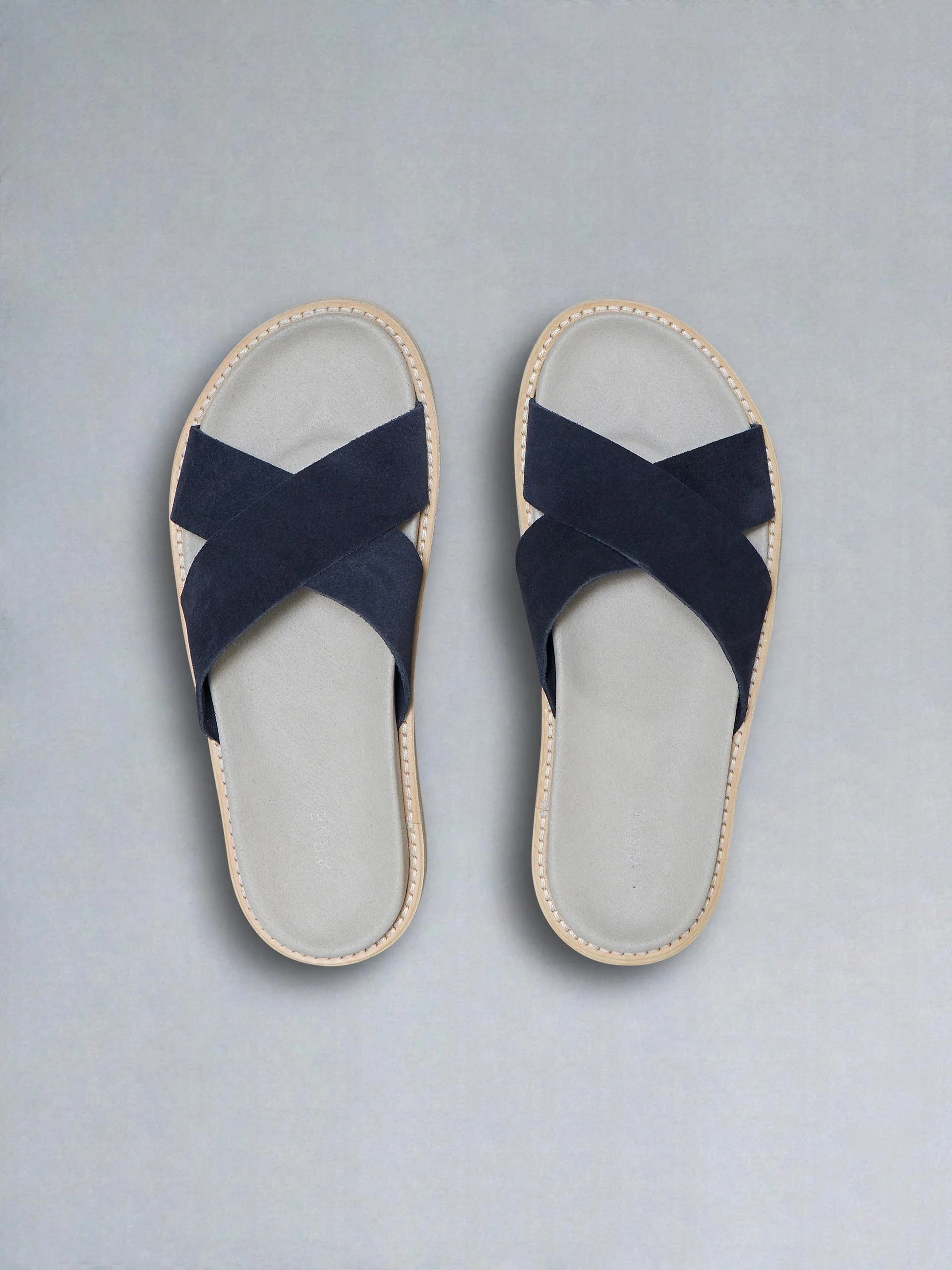 Suede Crossover Slides in Navy - Image 5