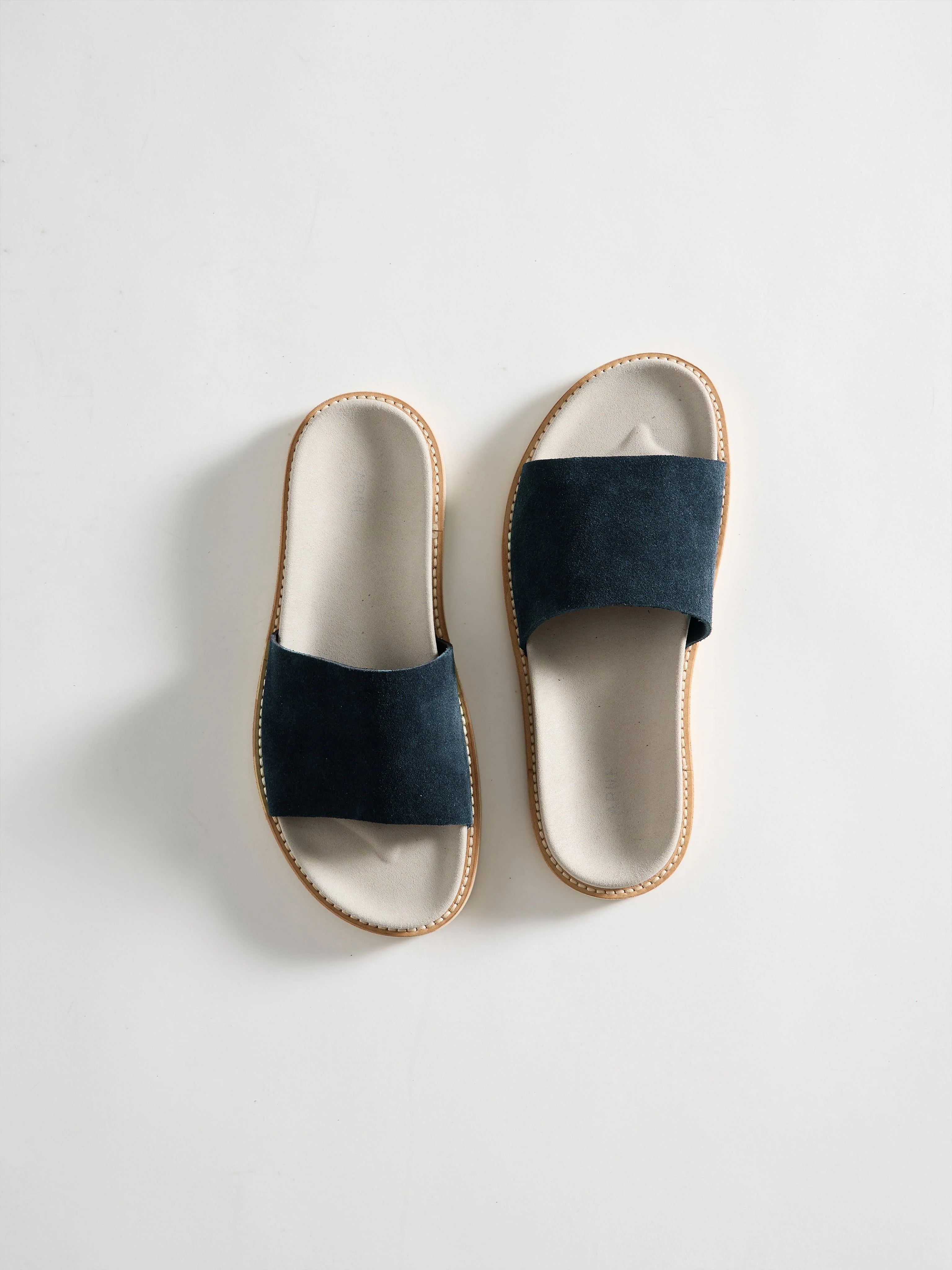 Suede Slides in Navy - Image 2