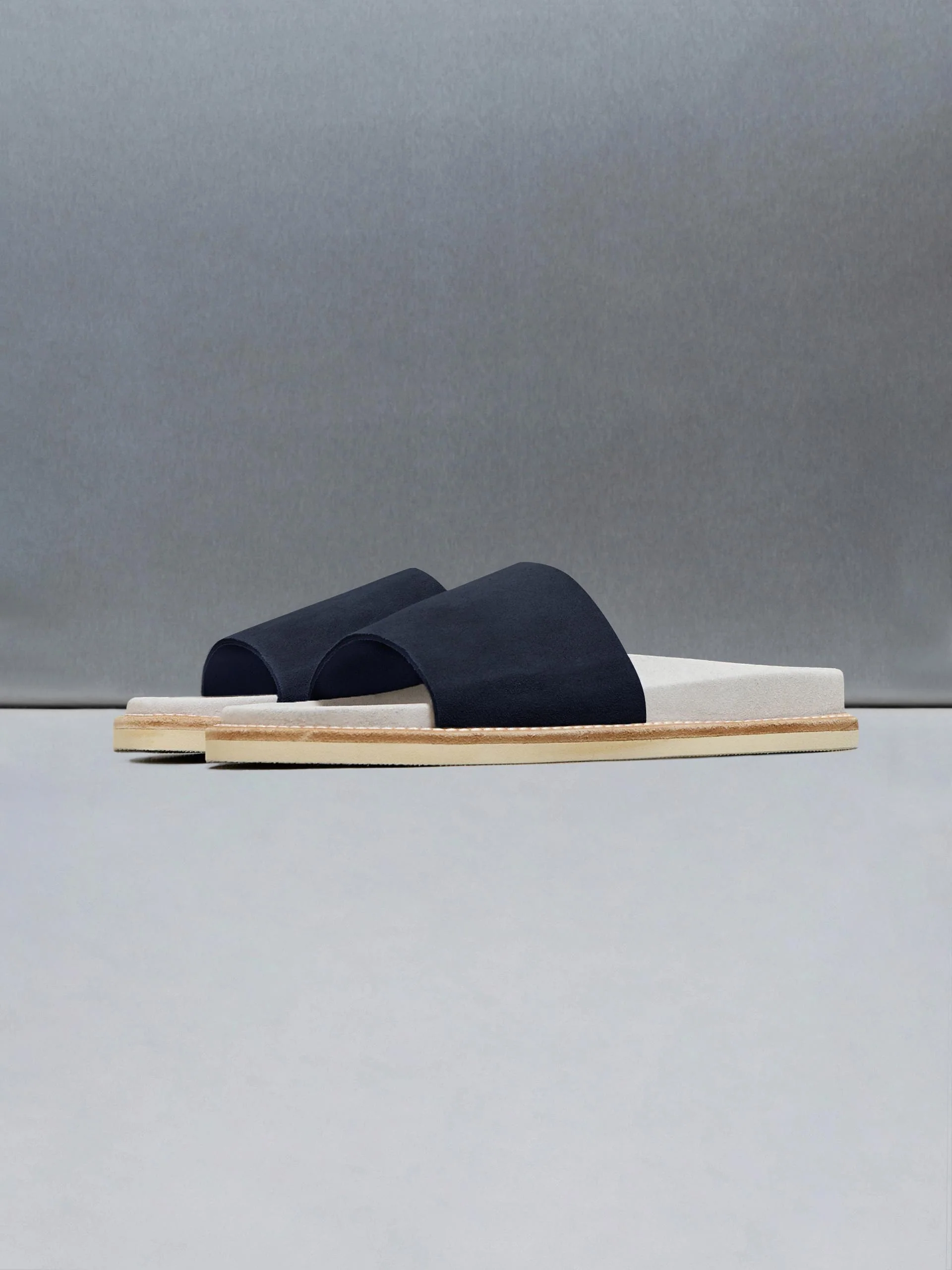 Suede Slides in Navy - Image 3